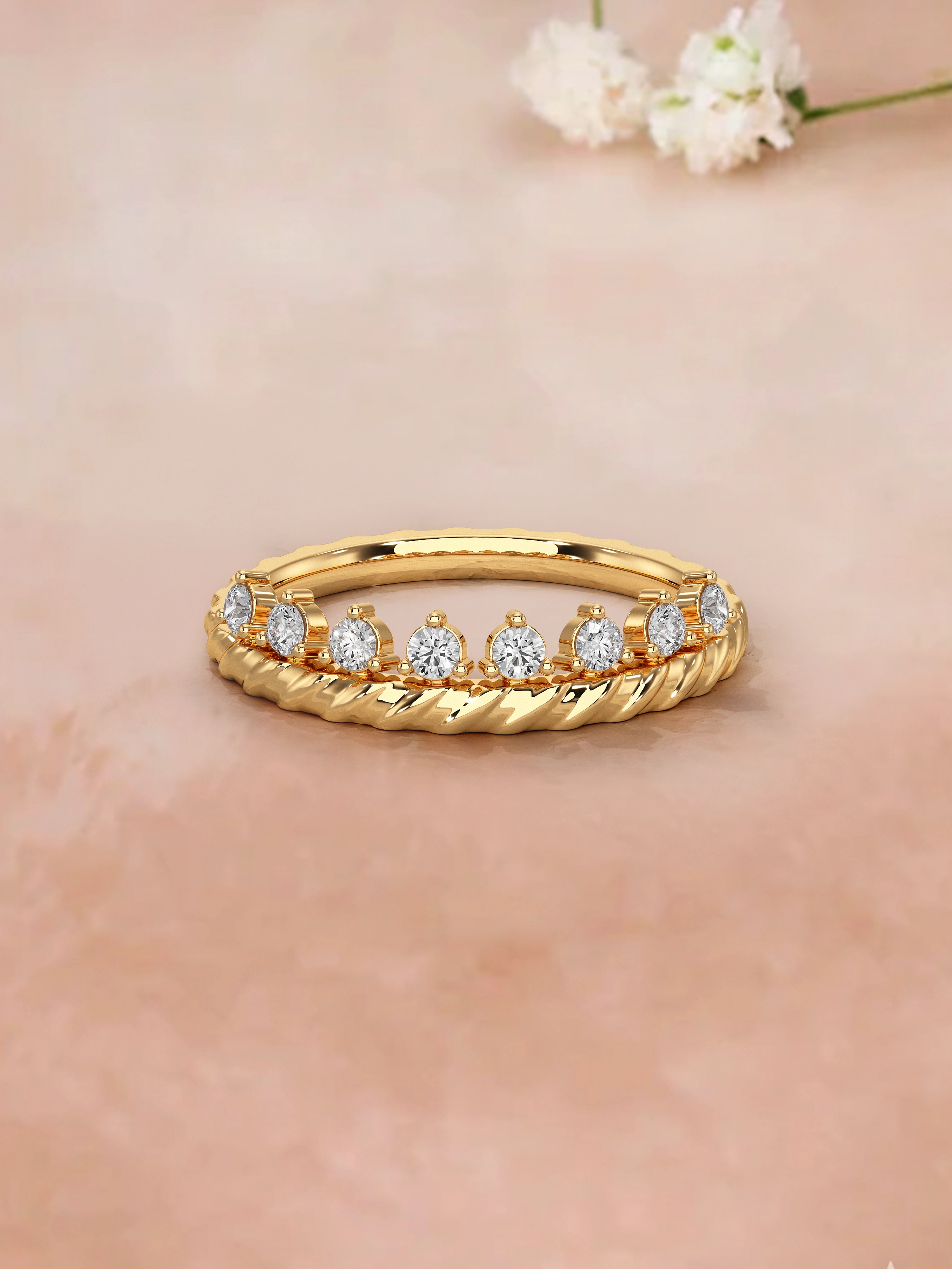 Two Tone Round Diamond Men's Wedding Band Band