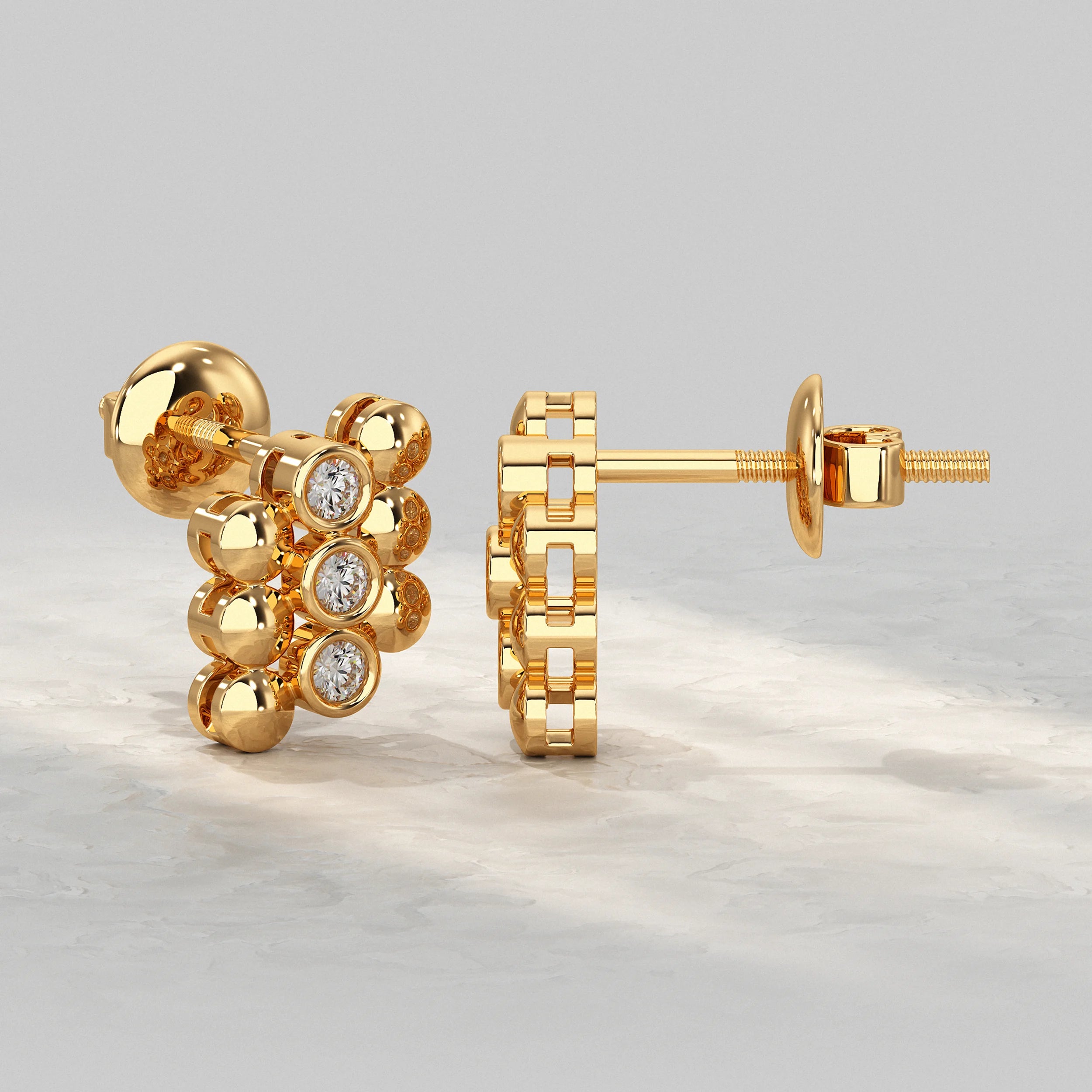 Bubble Cluster Diamond Pattern Stud Earrings Earrings