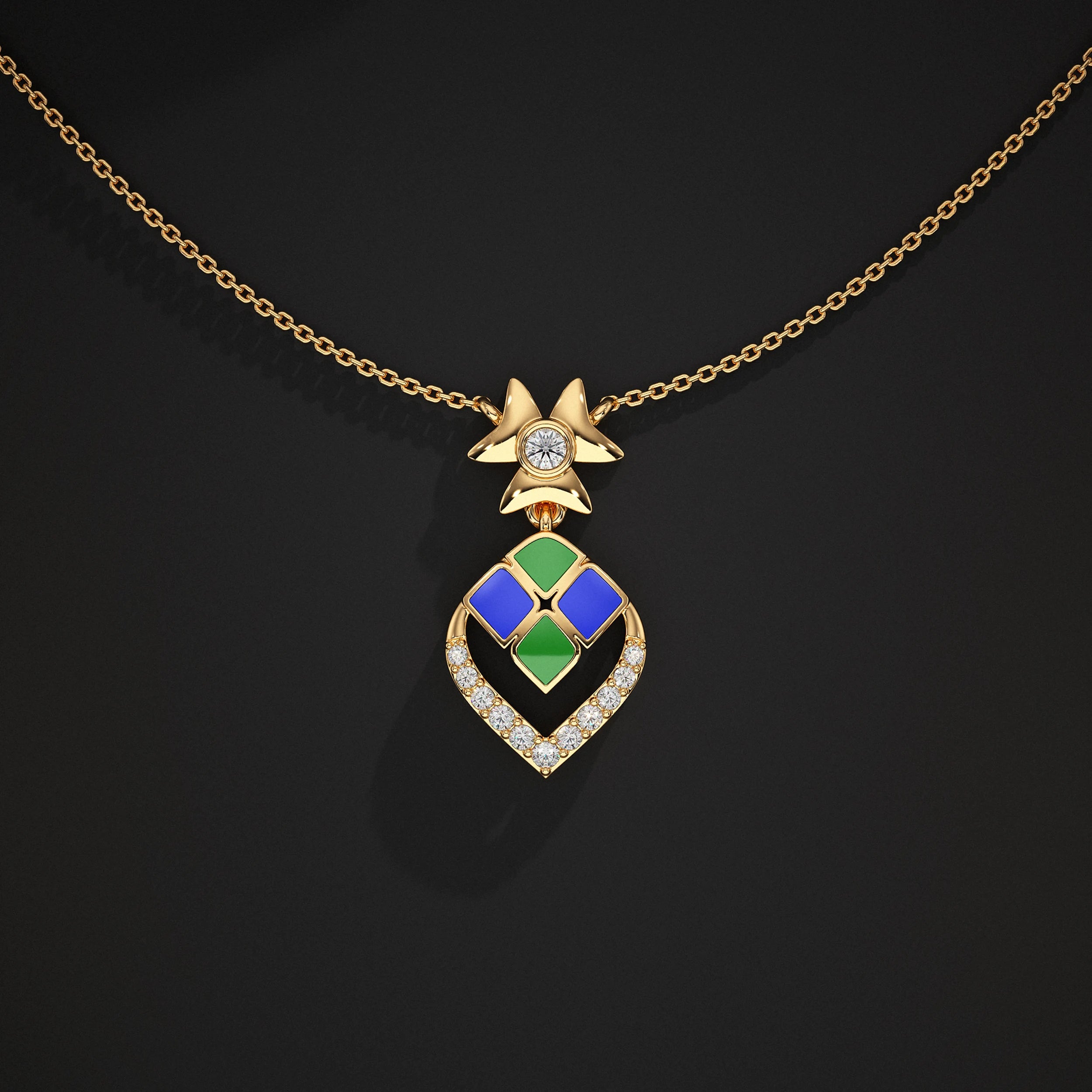 Unique Style Enamel Lab Diamond Pendant Pendant