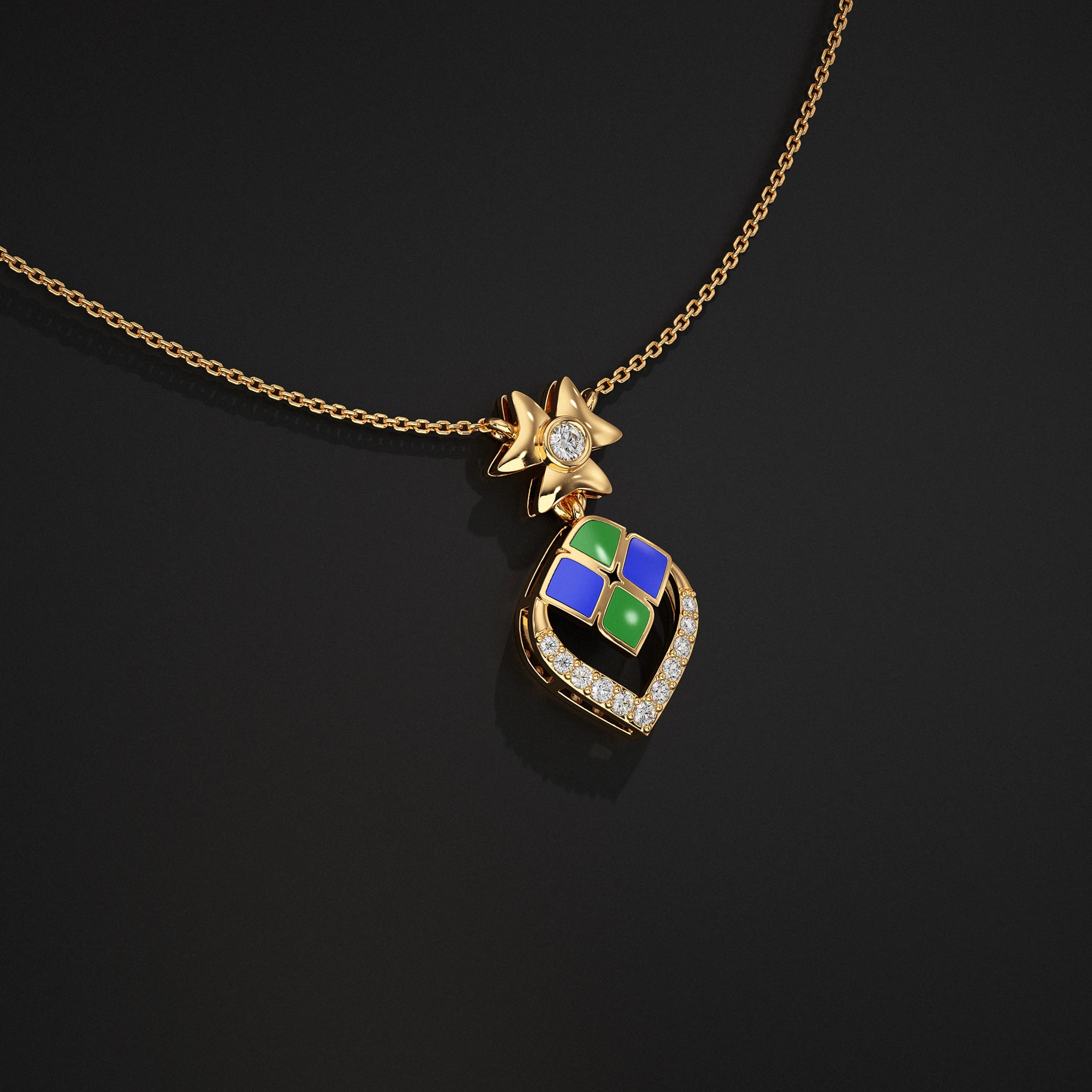 Unique Style Enamel Lab Diamond Pendant Pendant