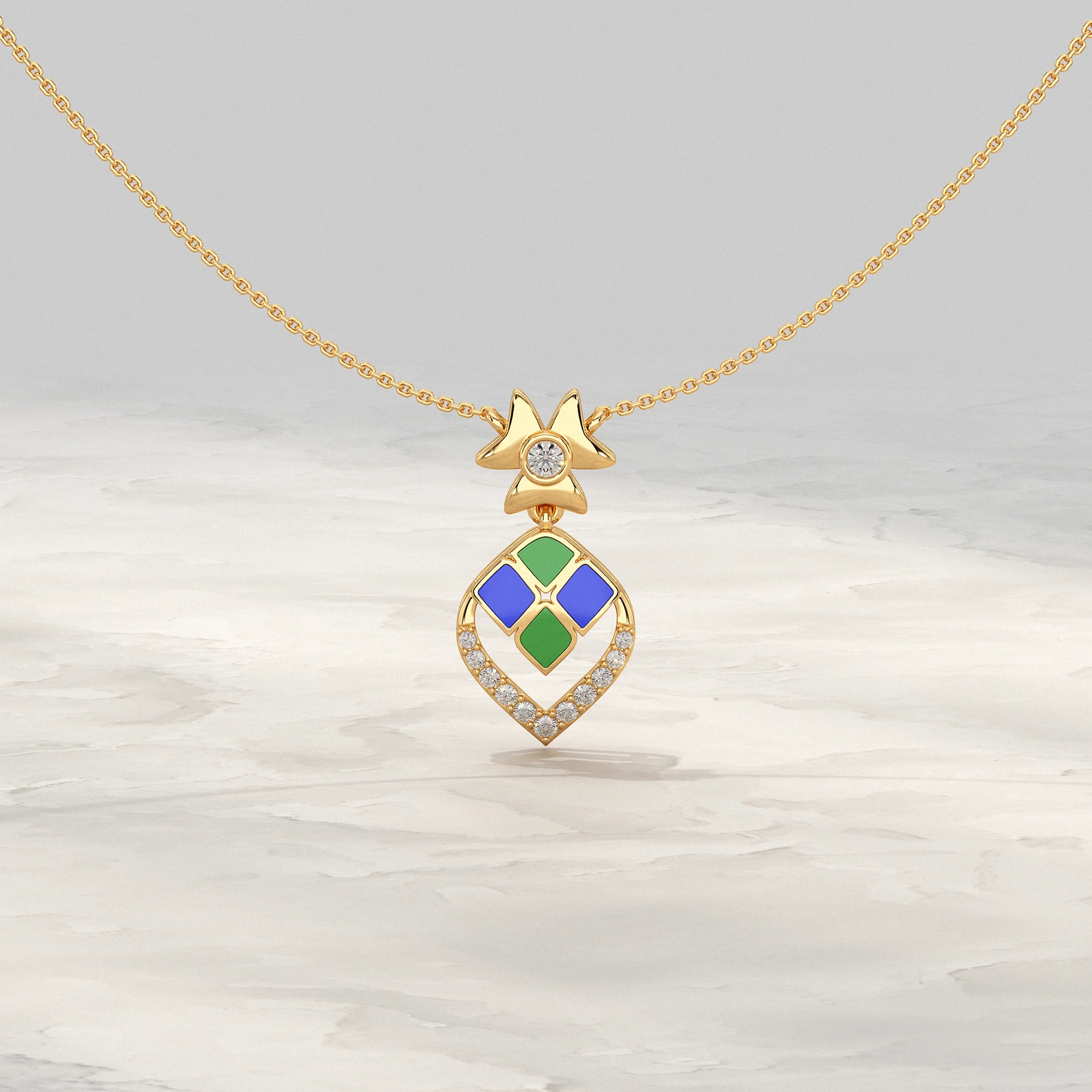 Unique Style Enamel Lab Diamond Pendant Pendant