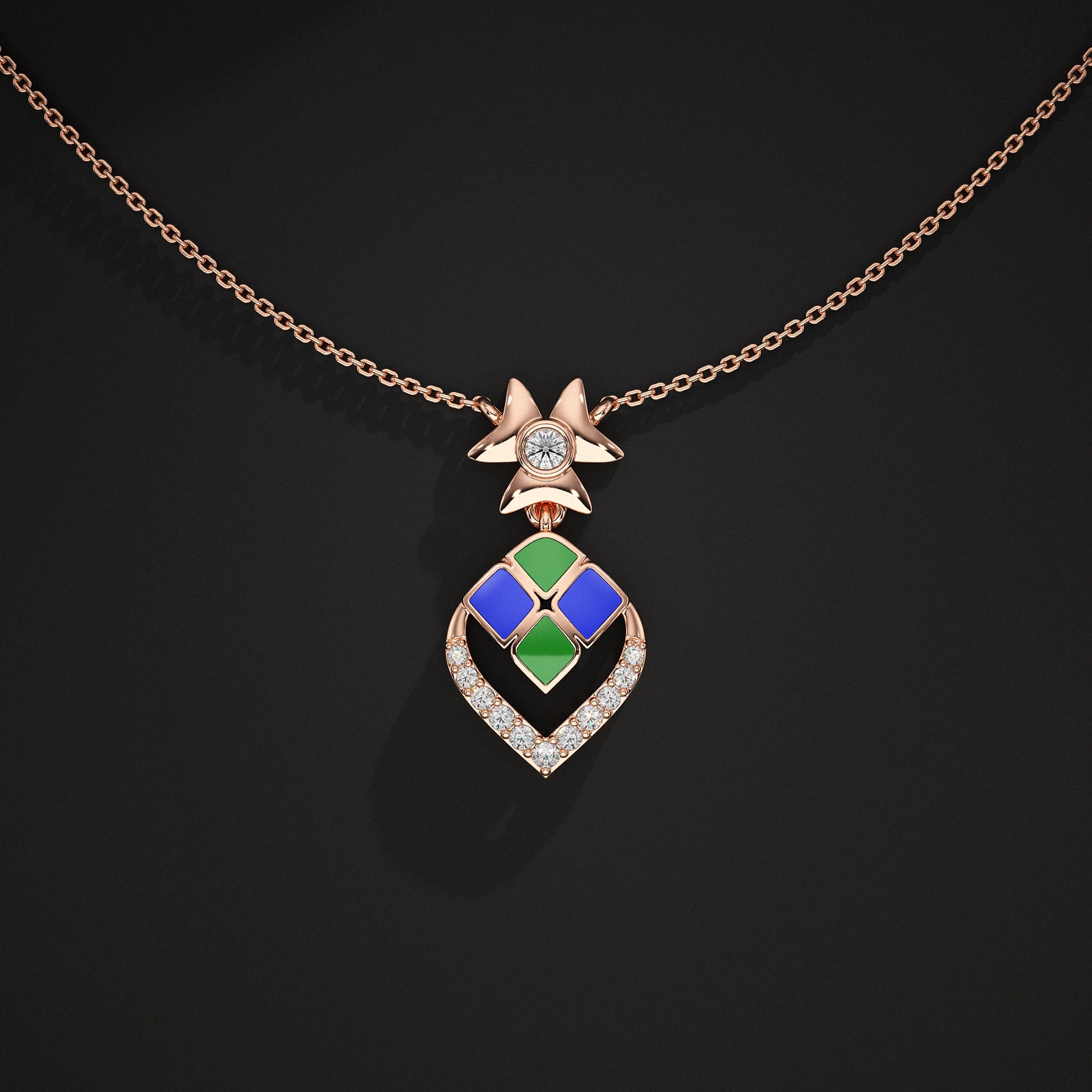 Unique Style Enamel Lab Diamond Pendant Pendant