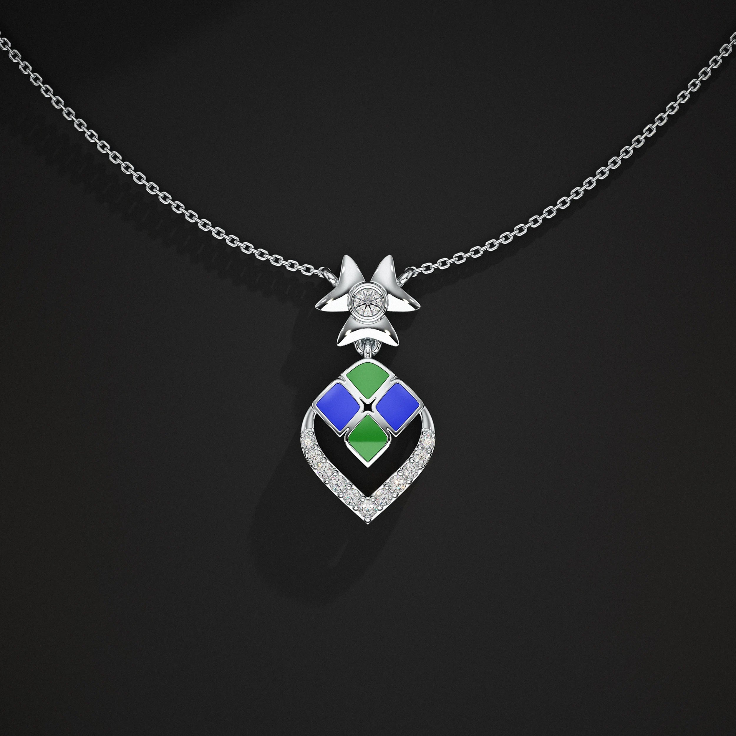 Unique Style Enamel Lab Diamond Pendant Pendant