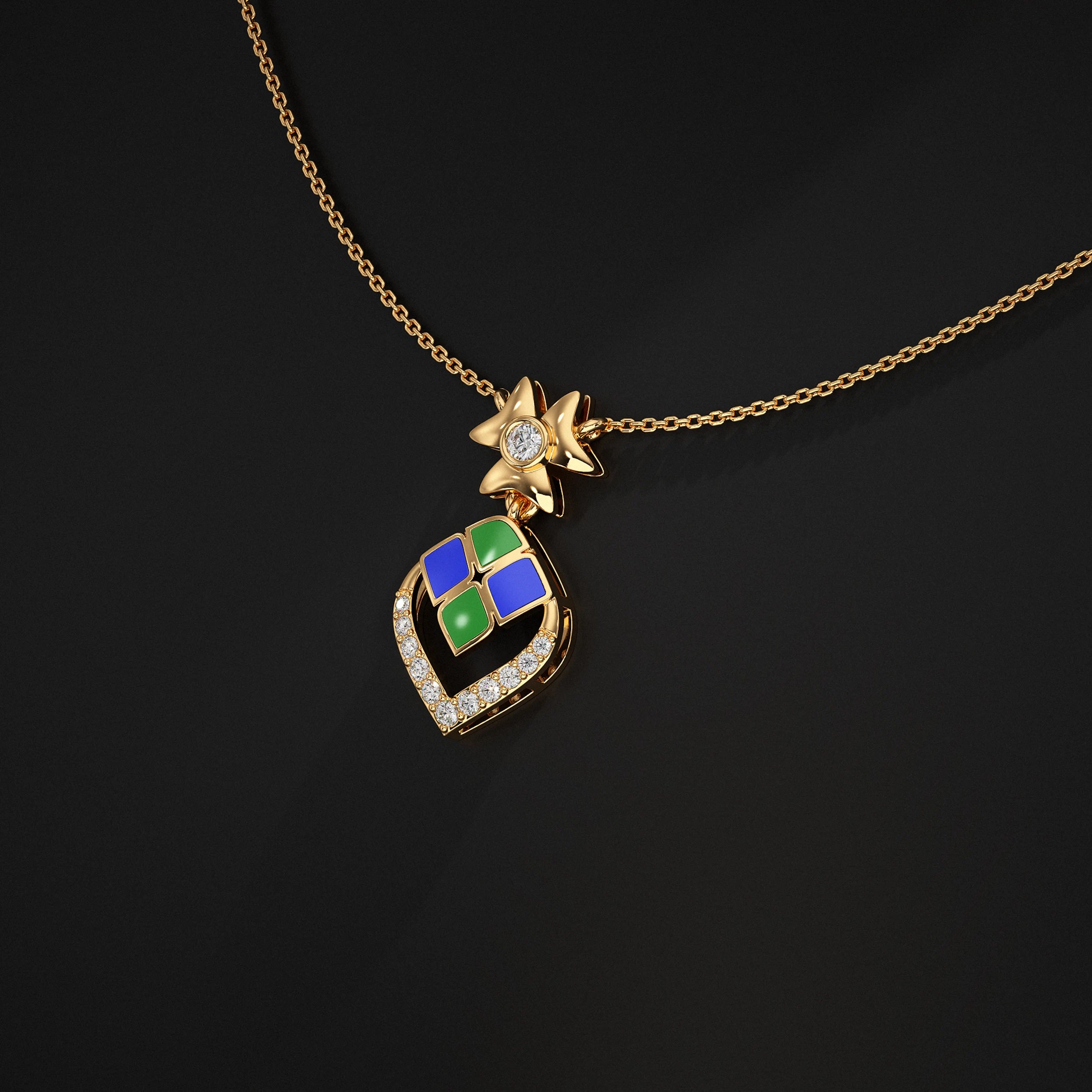Unique Style Enamel Lab Diamond Pendant Pendant