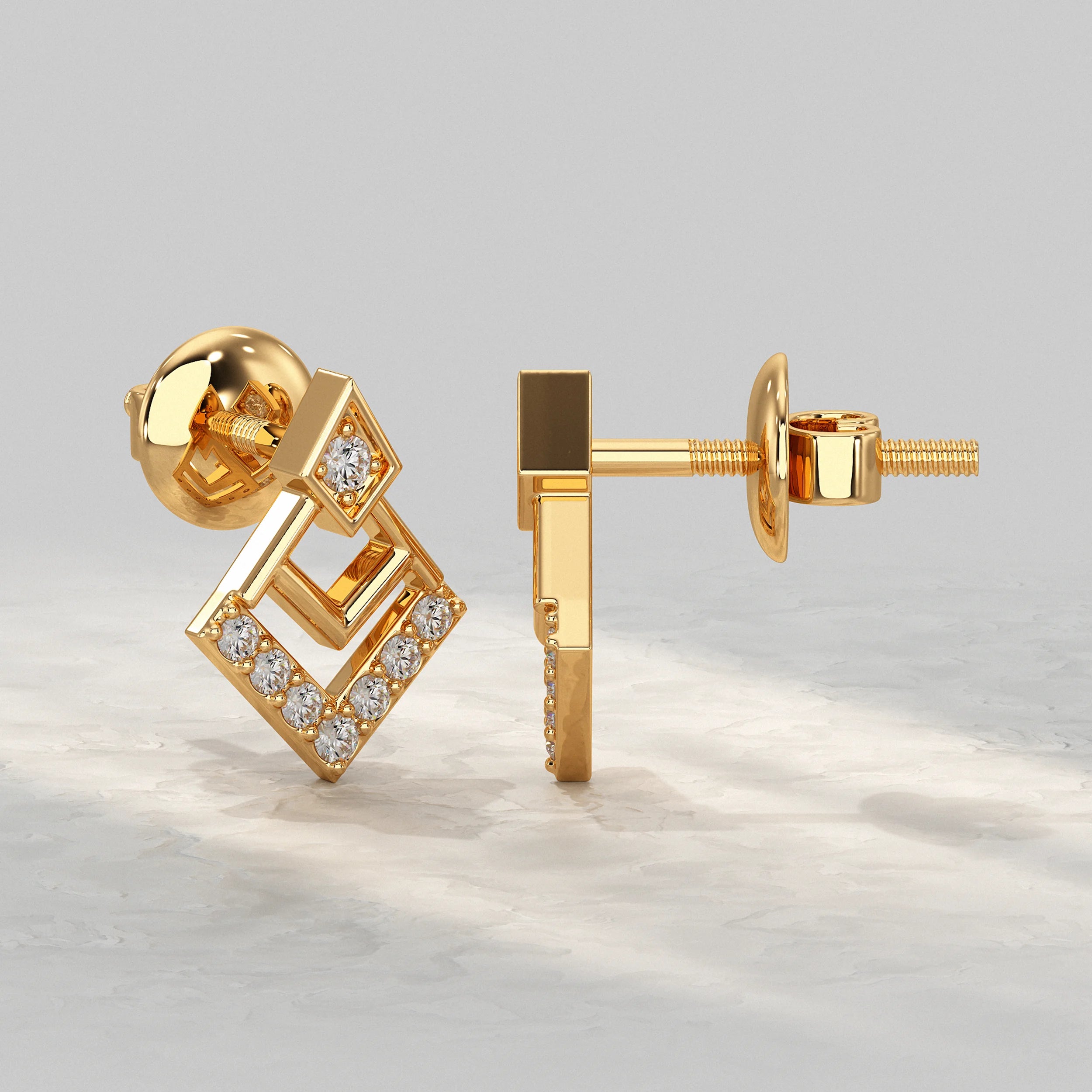 Chevron Square Lab Diamond Stud Earrings Earrings