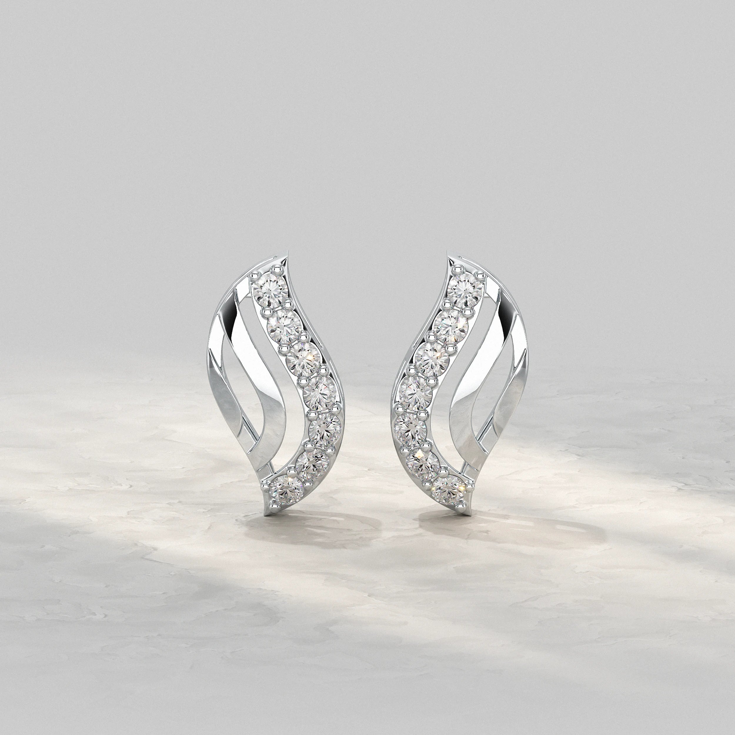 Wave Design Diamond Accent Stud Earrings Earrings
