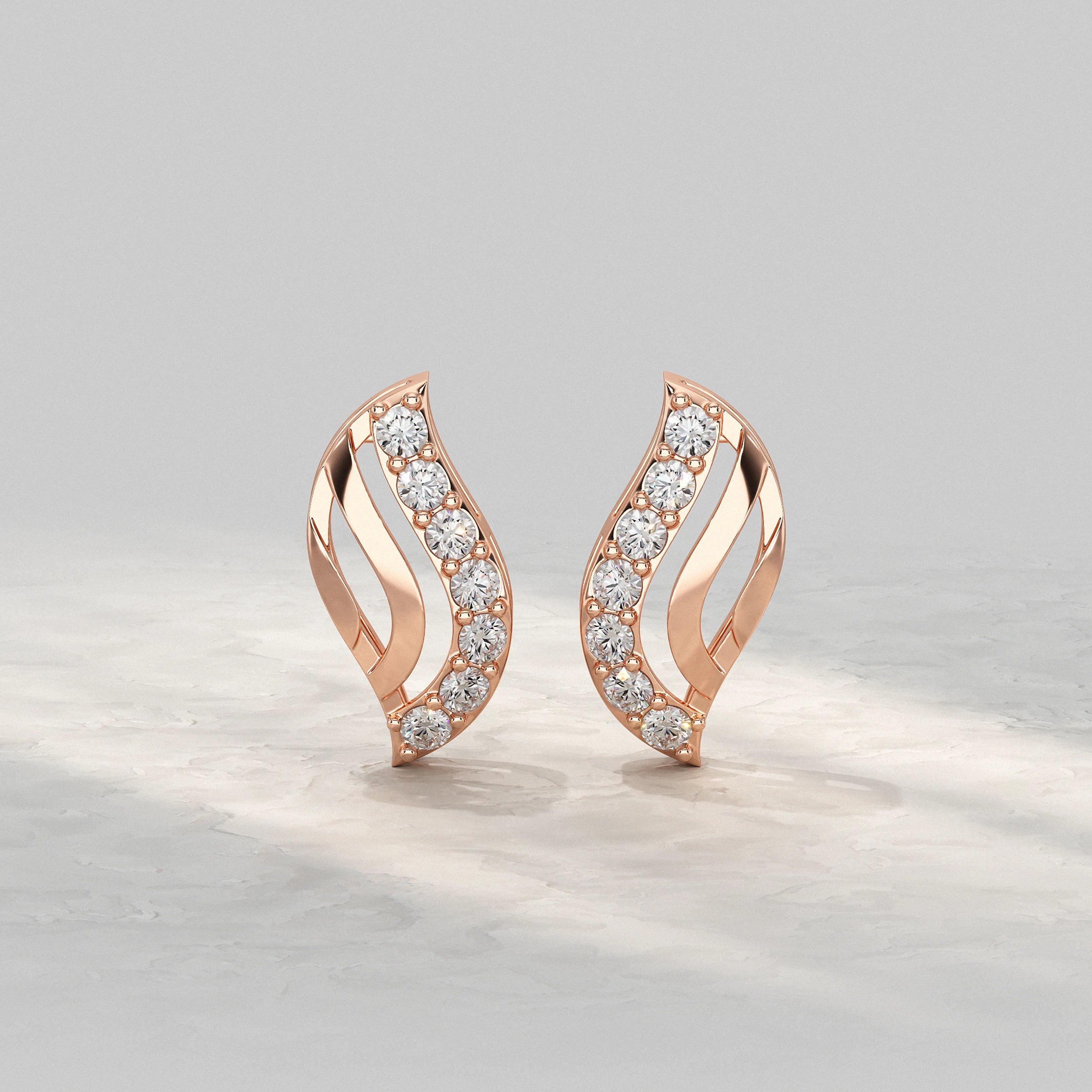 Wave Design Diamond Accent Stud Earrings Earrings