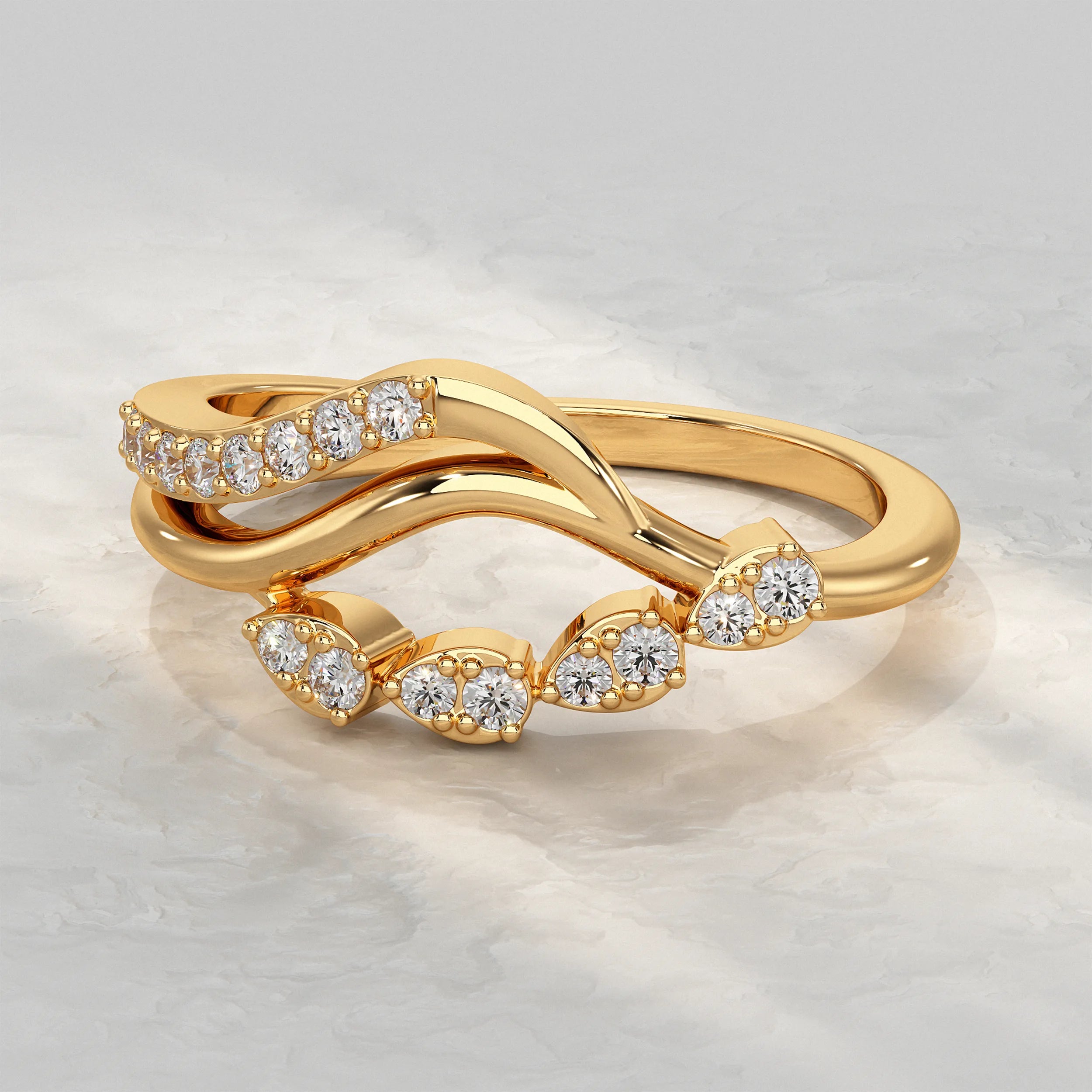 Waves Elegance Diamond Ring Rings