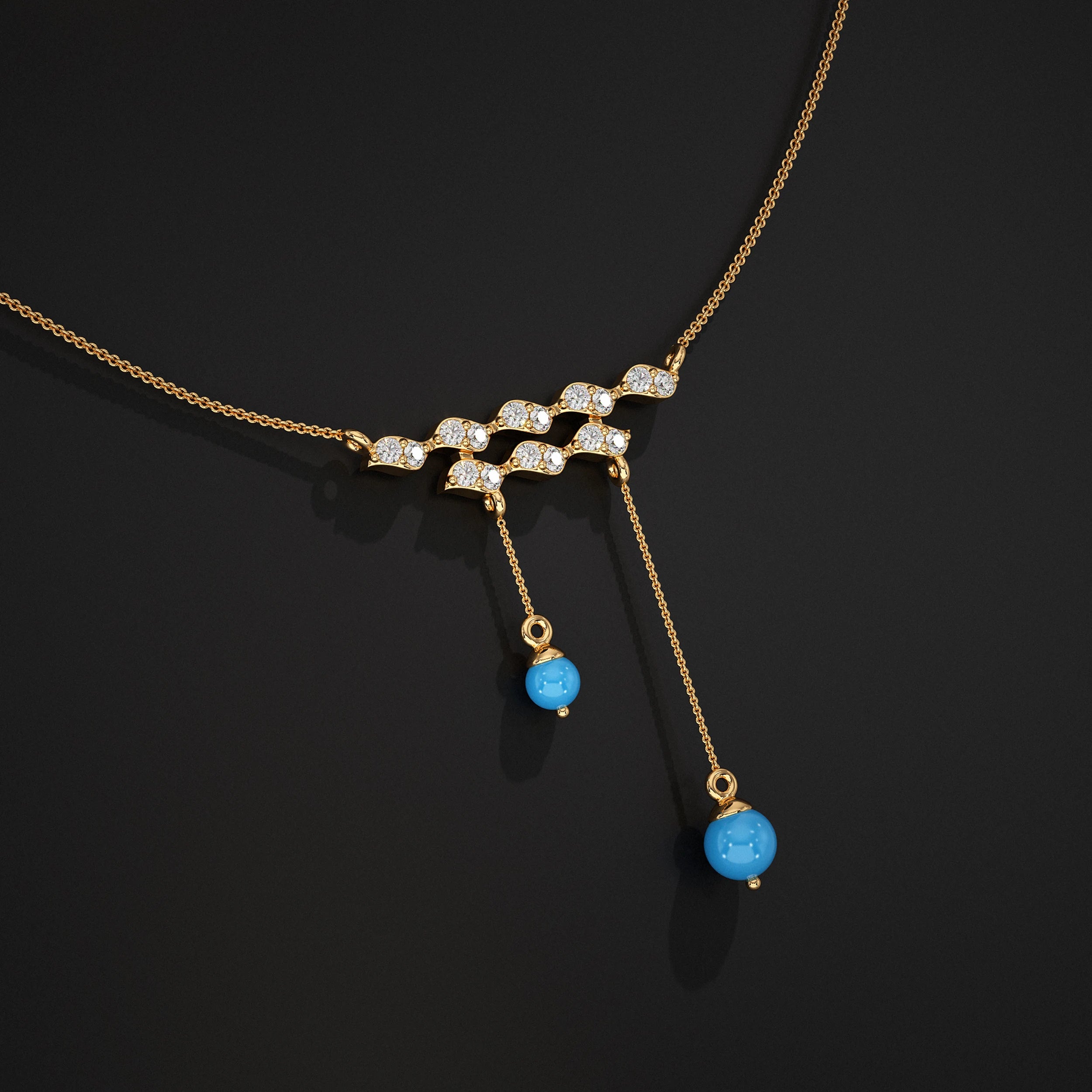 Wave Diamond Drop Pendant Pendant