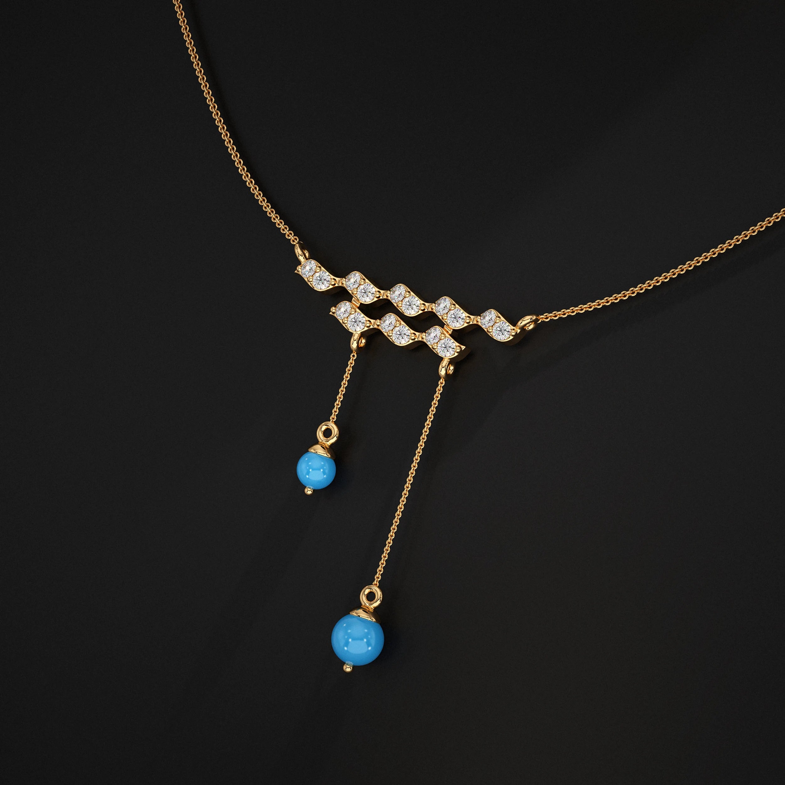 Wave Diamond Drop Pendant Pendant