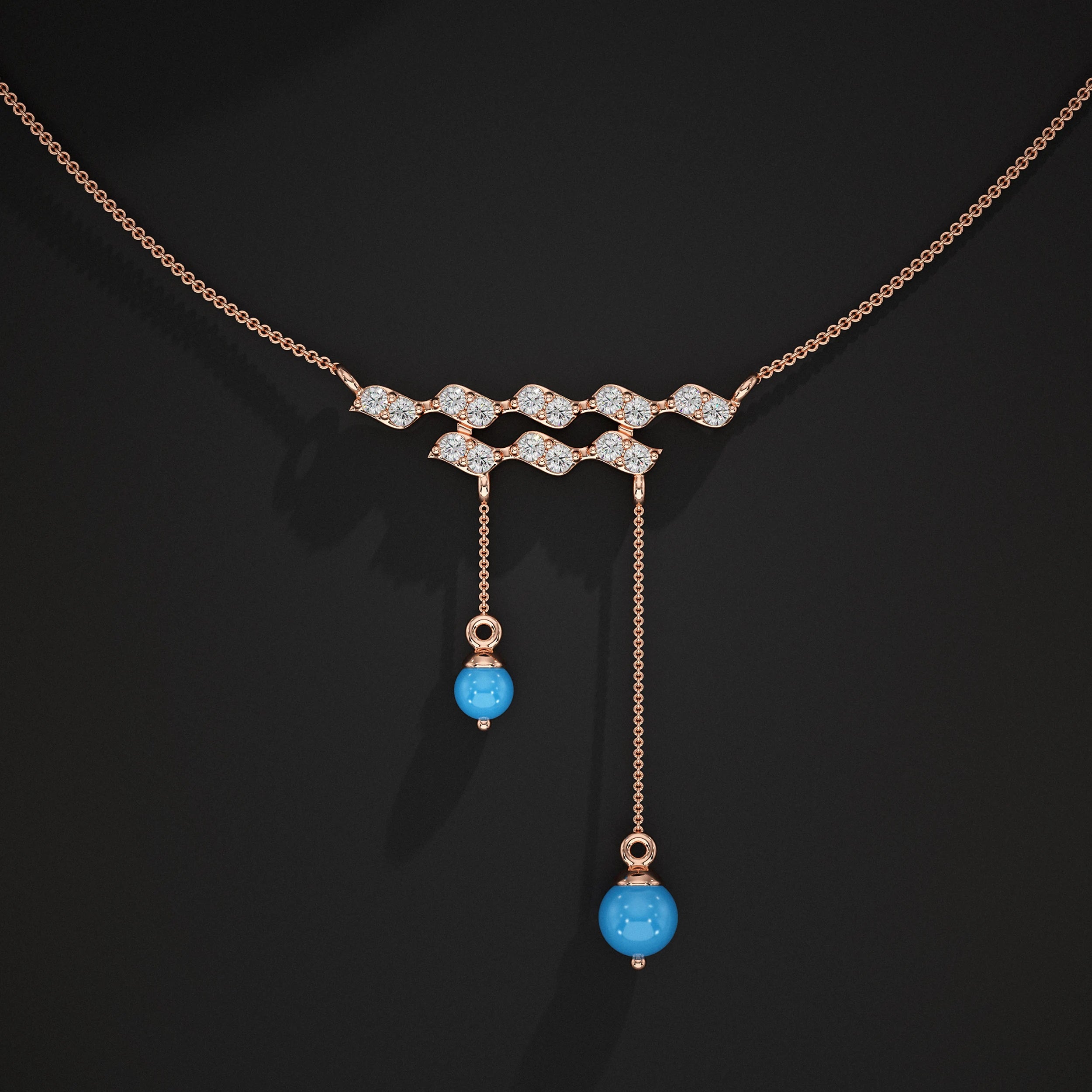 Wave Diamond Drop Pendant Pendant