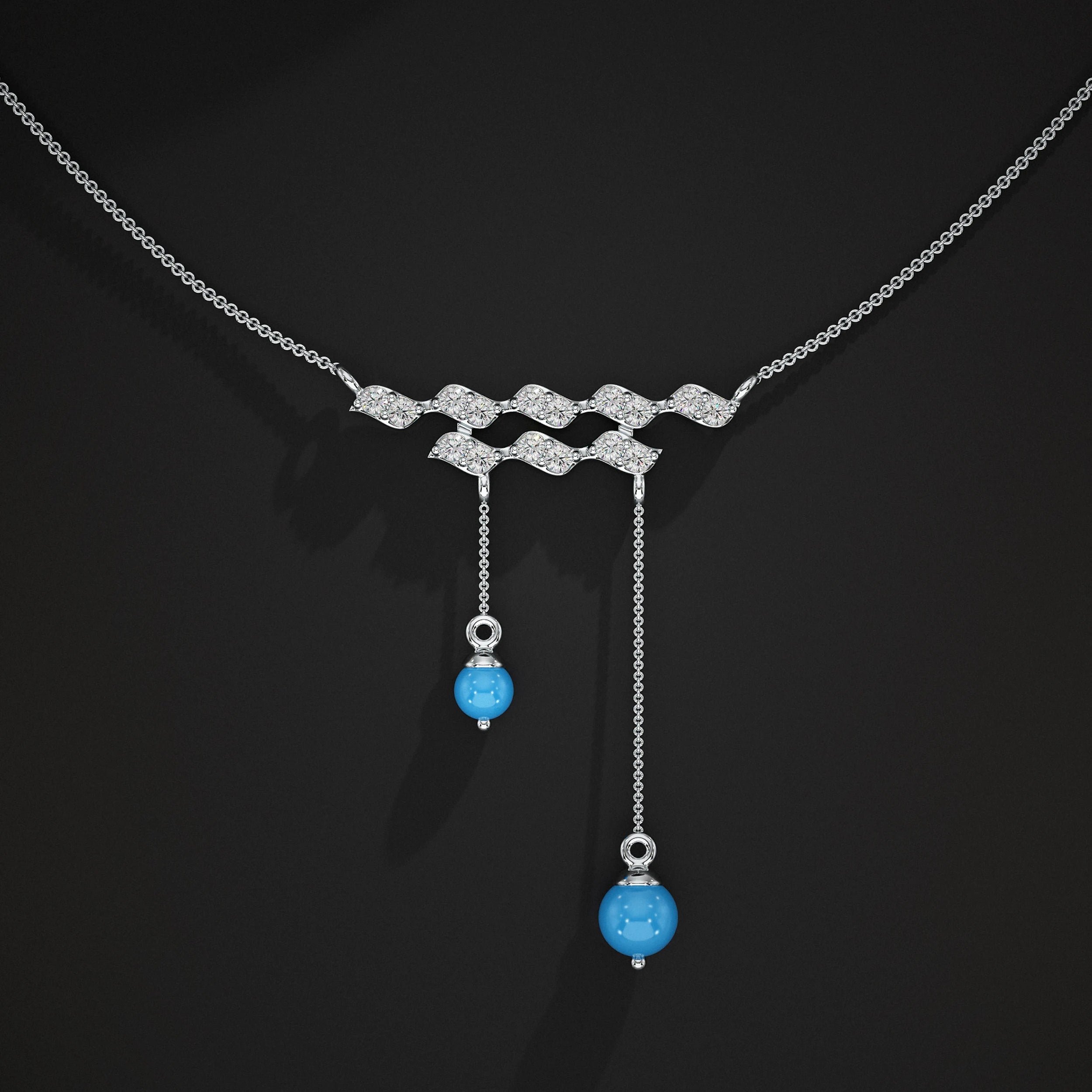 Wave Diamond Drop Pendant Pendant
