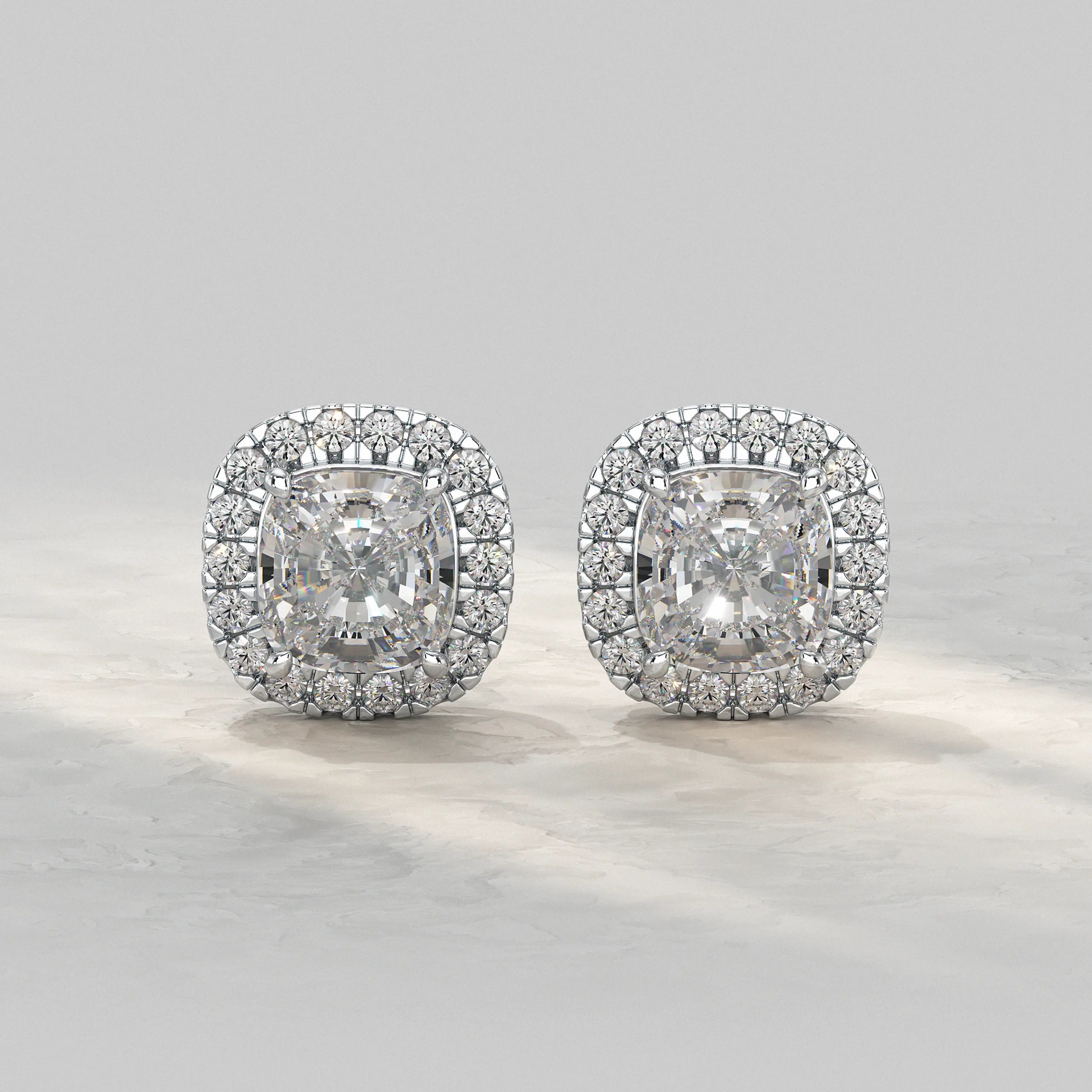 Cushion Lab Diamond Halo Stud Earrings Earrings