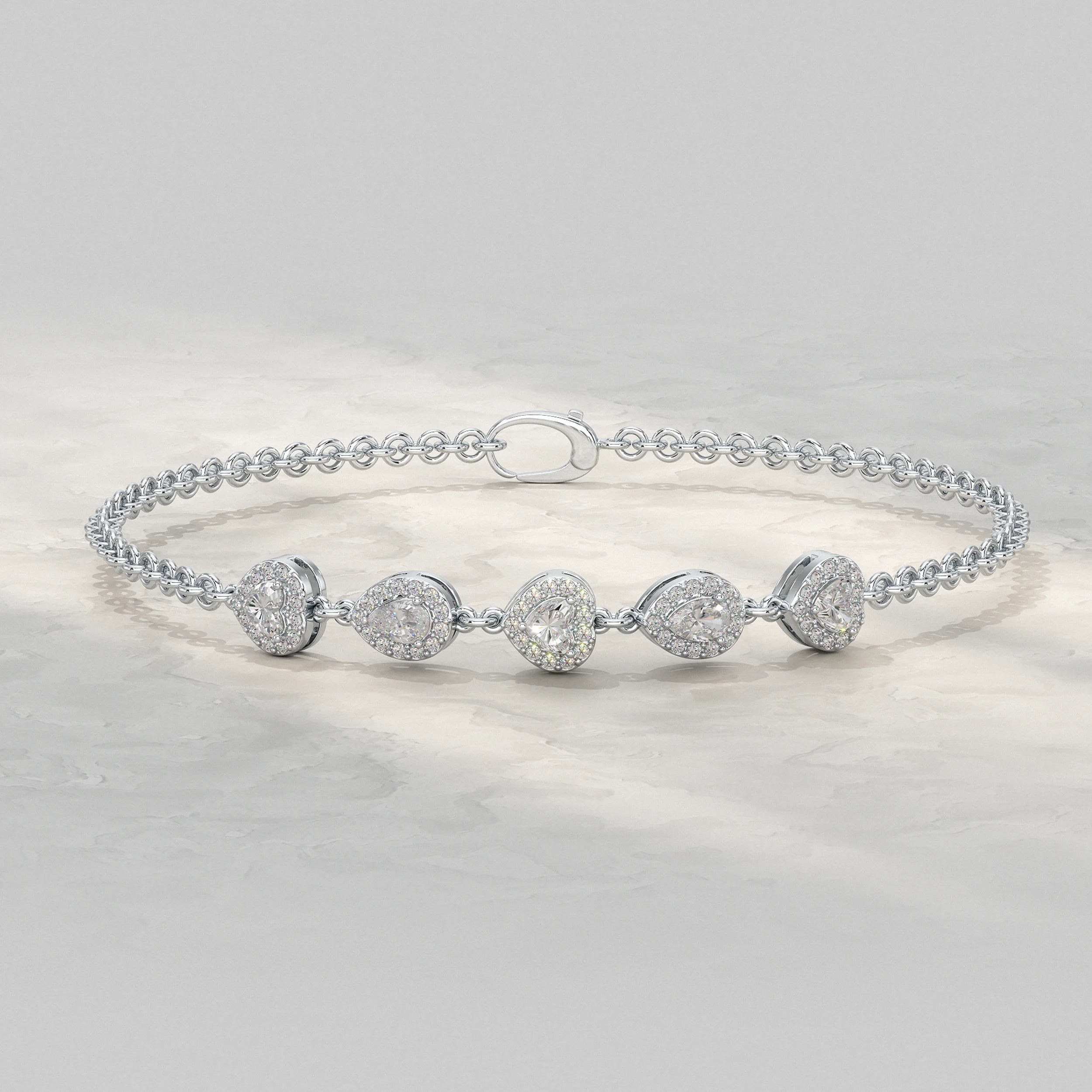 Five Stone Lab Diamond Halo Bracelet Bracelet