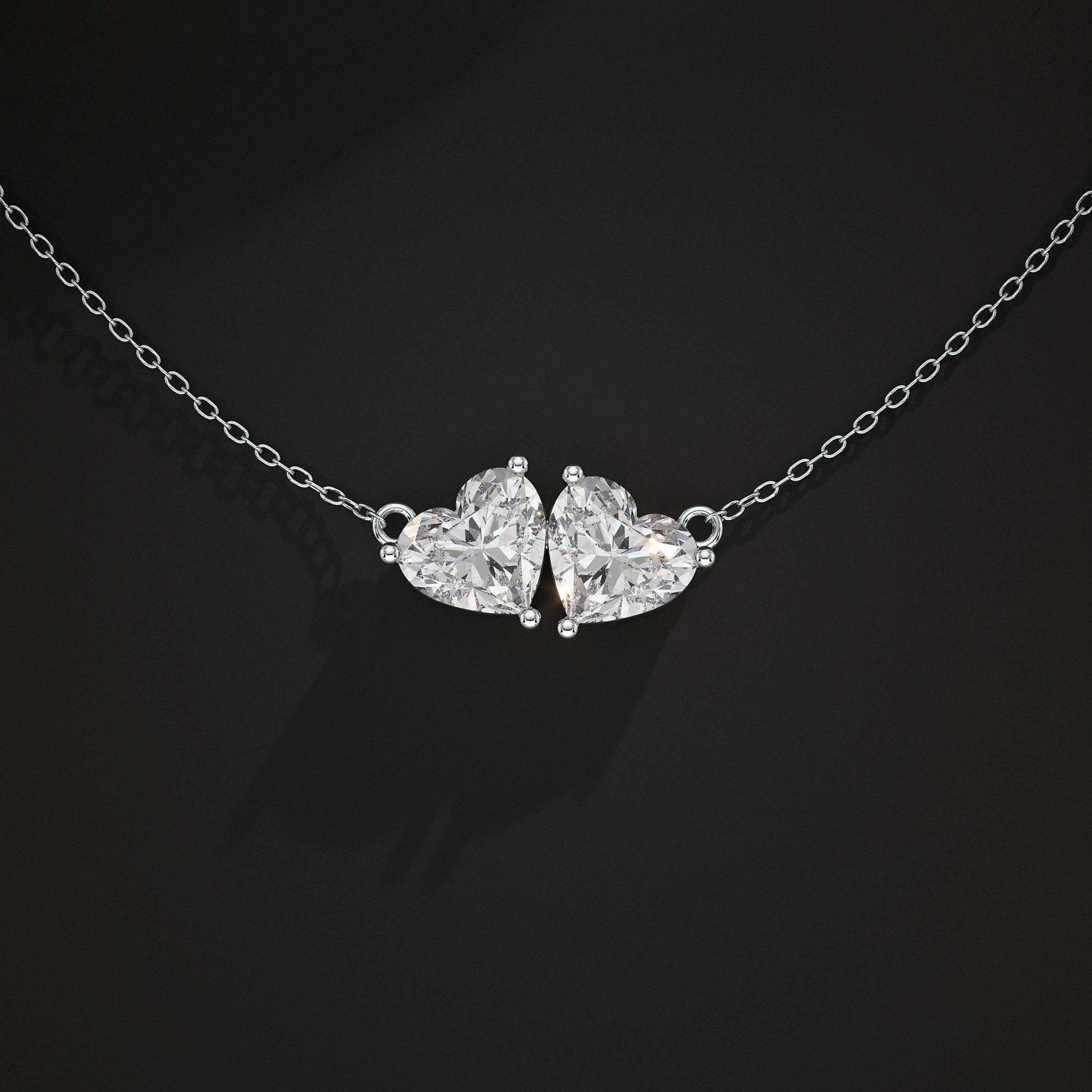 Heart Lab Diamond Toi Et Moi Pendant Pendant