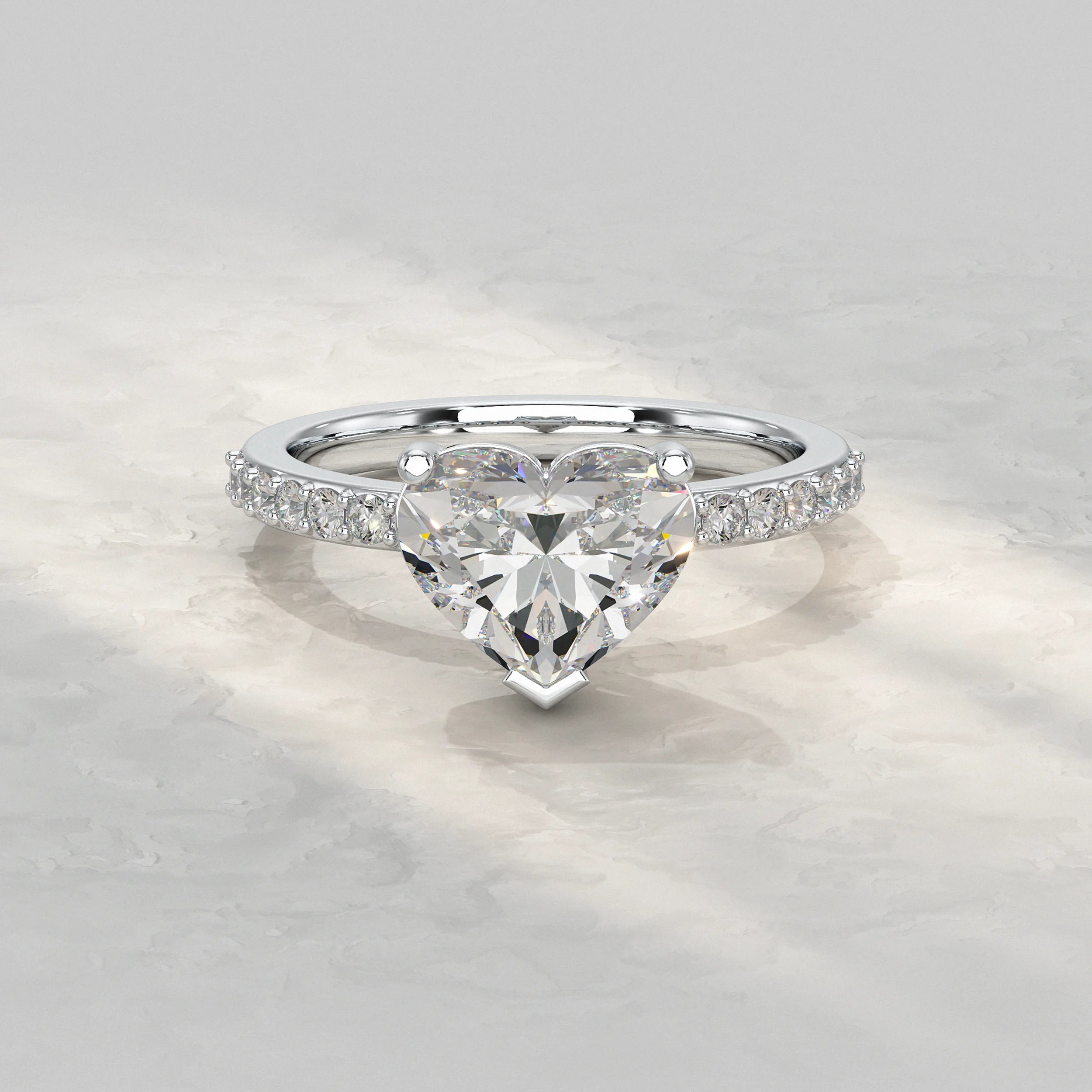 Heart Diamond Solitaire Accent Engagement Ring Rings