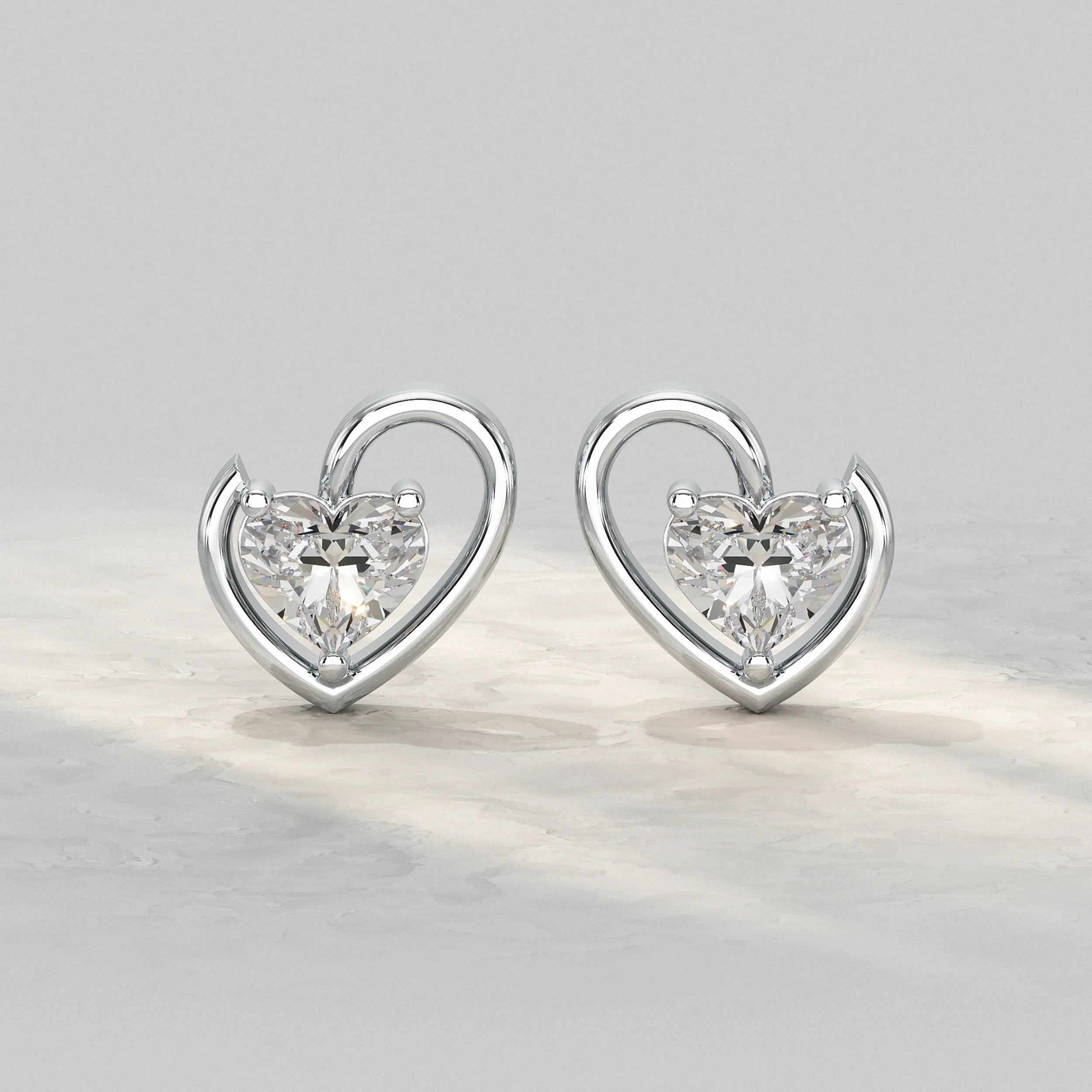 Classic Heart Diamond Stud Earrings Earrings