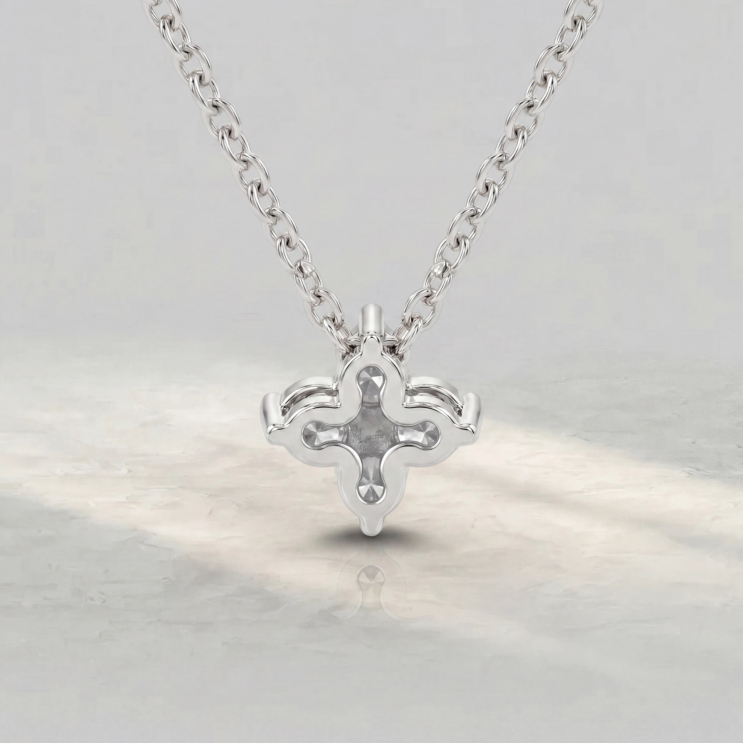Round Cut Lab Grown Diamond Flower Pendant Rings