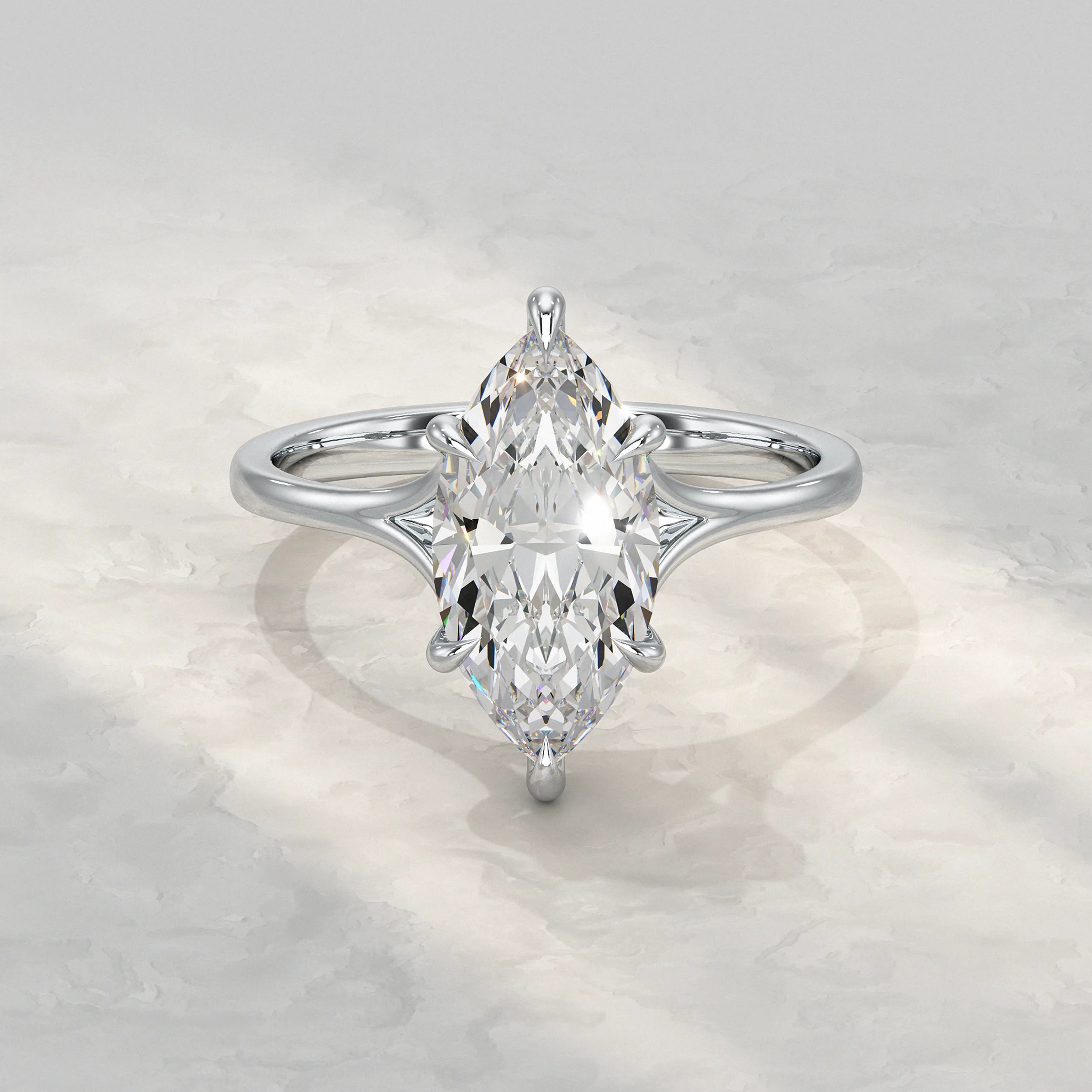 Marquise Lab Diamond Six Prong Solitaire Ring Rings