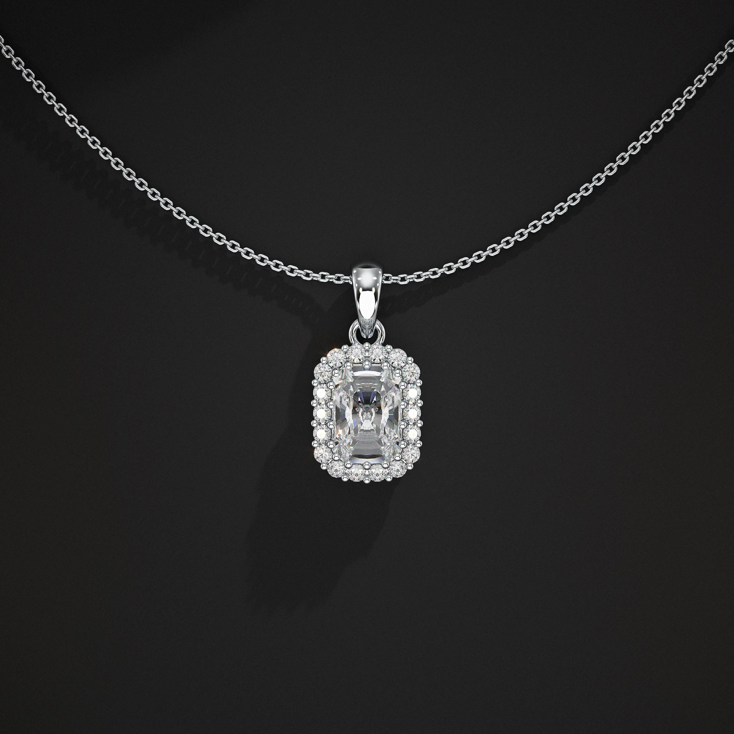 Radiant Lab Diamond Halo Pendant Pendant
