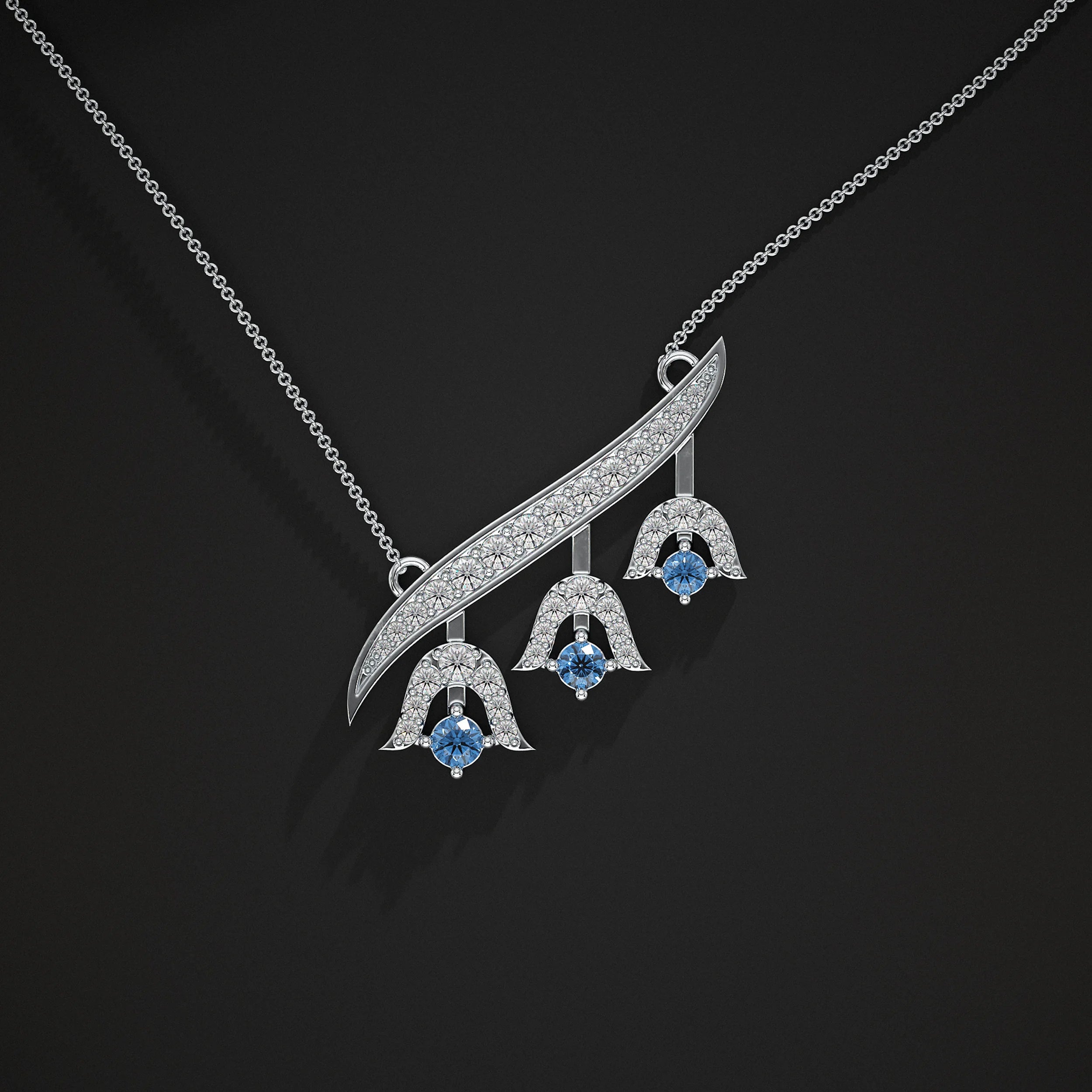 Blue Round Gemstone Bell Design Pendant Pendant