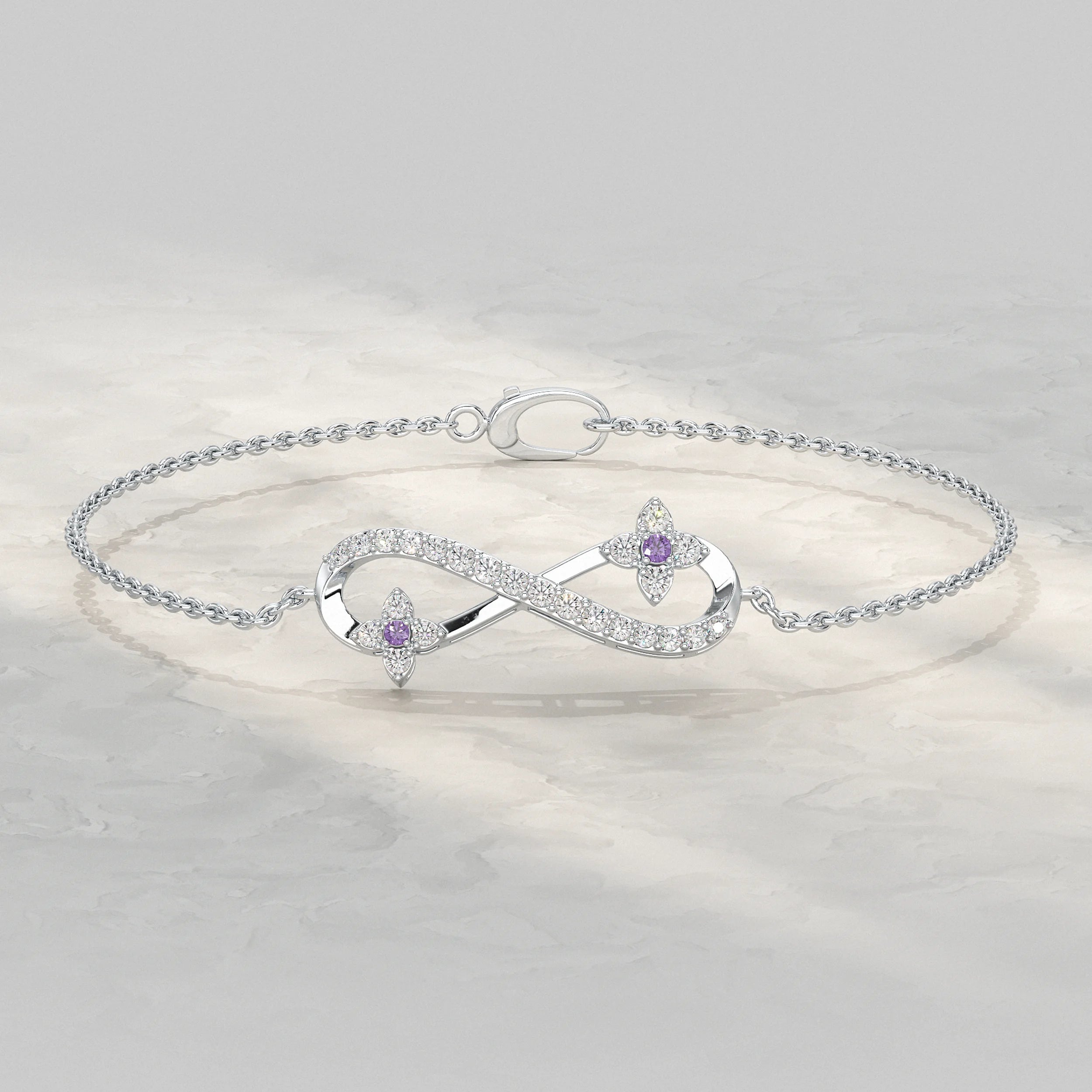 Round Lab Diamond Infinity Charm Chain Bracelet Bracelet