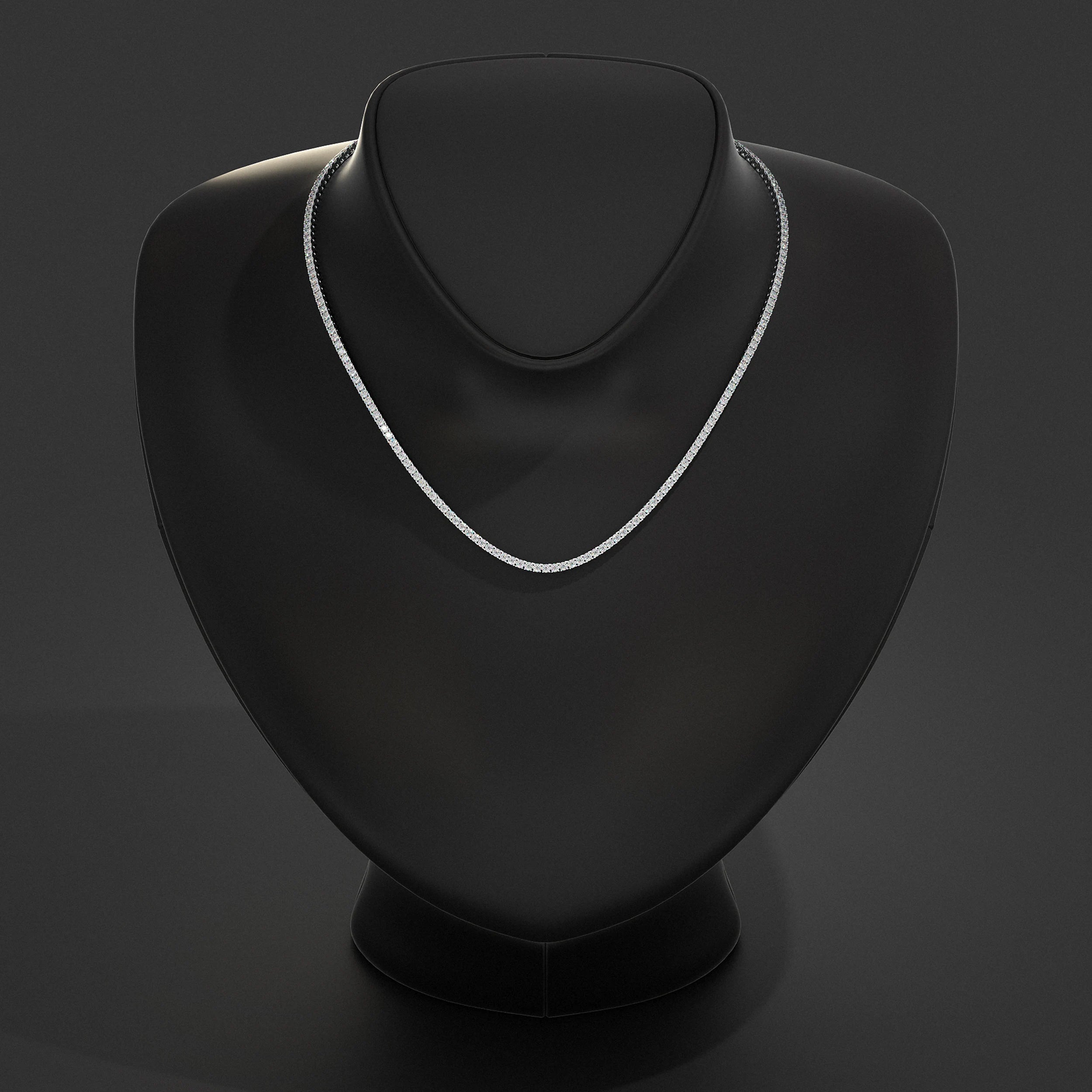 Round Lab Diamond Tennis Necklace Pendant
