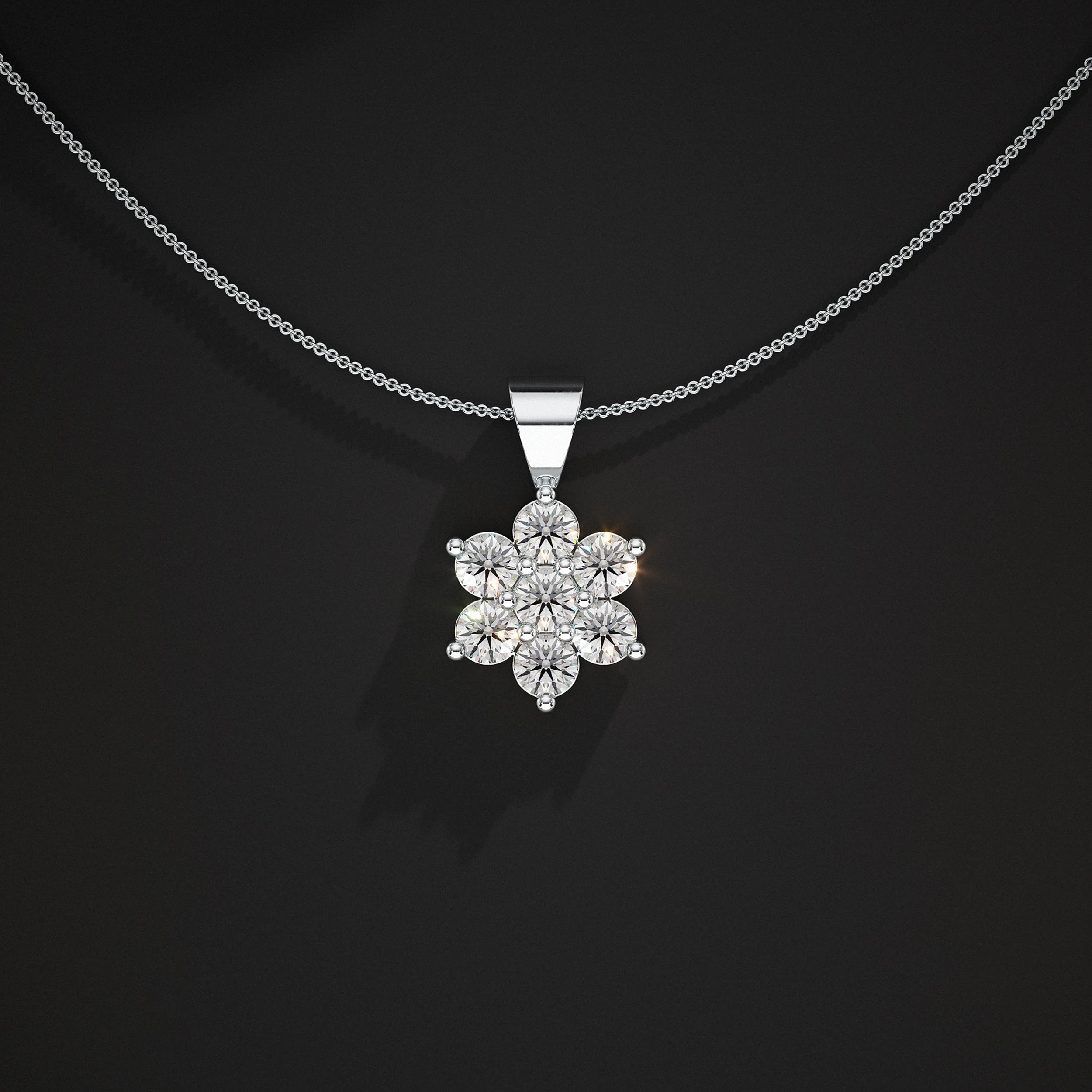 Floral Shape Round Lab Diamond Pendant Pendant