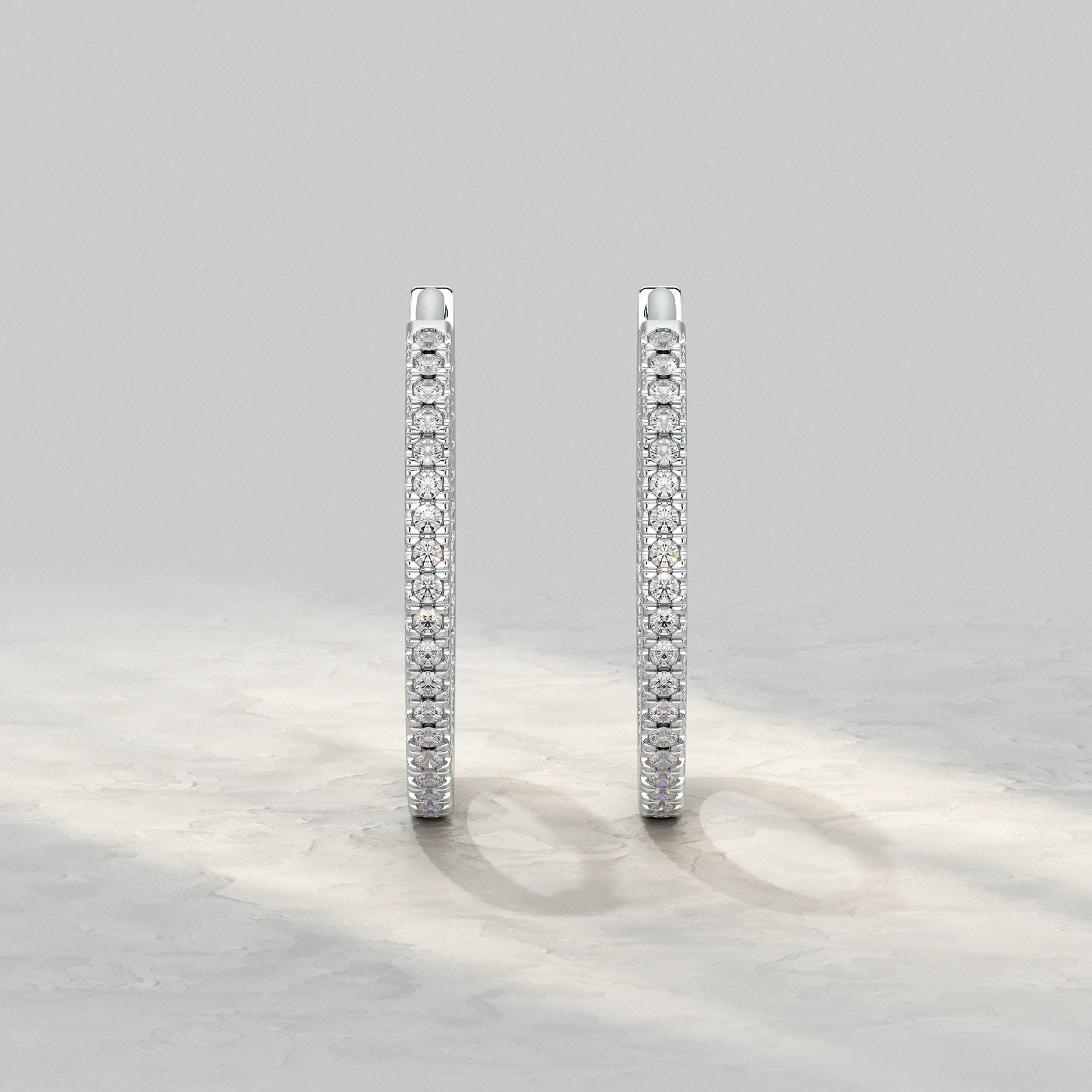 Round Lab Diamond In- Out Hoop Earrings Earrings