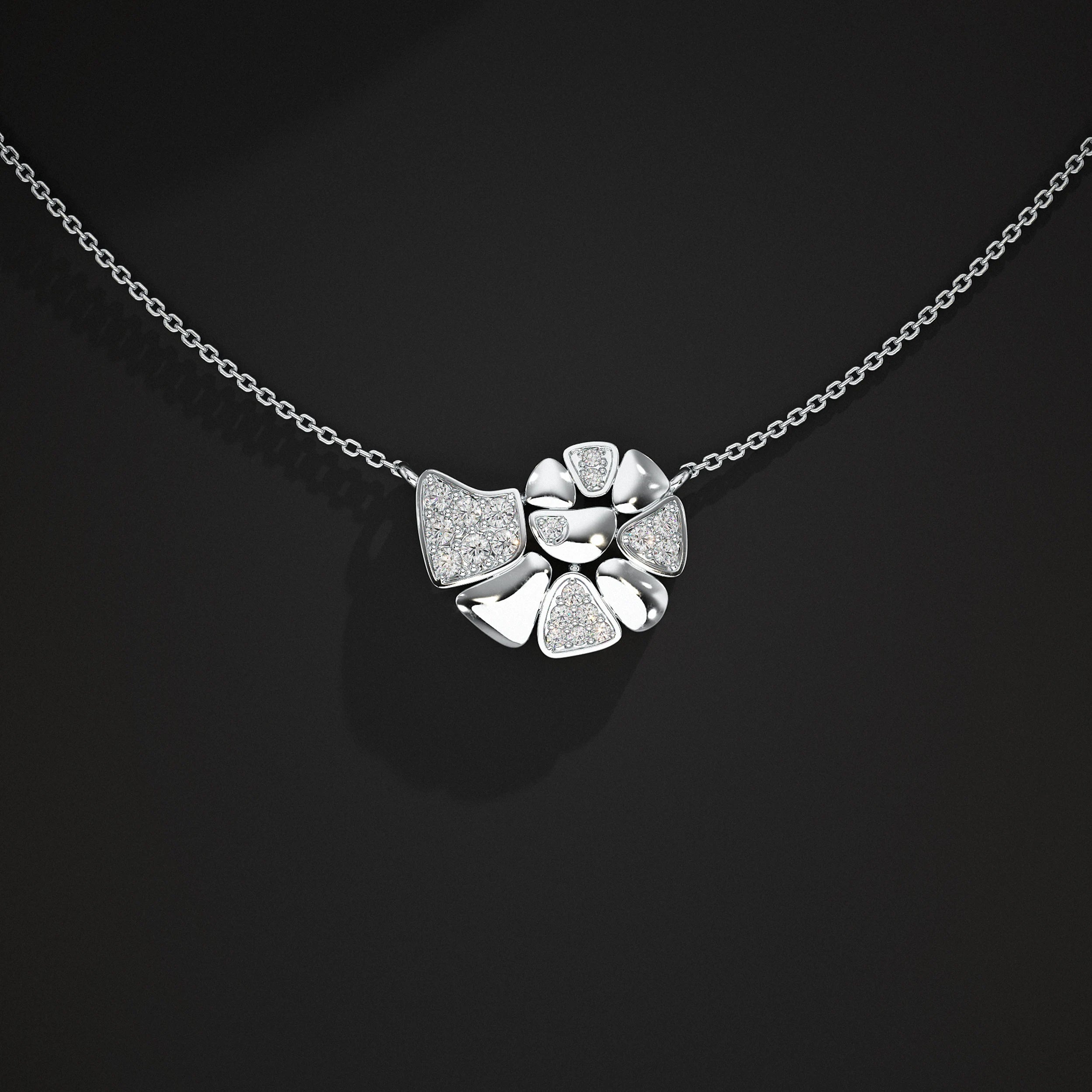 Yellow Gold Cluster Set Lab Diamond Pendant Pendant