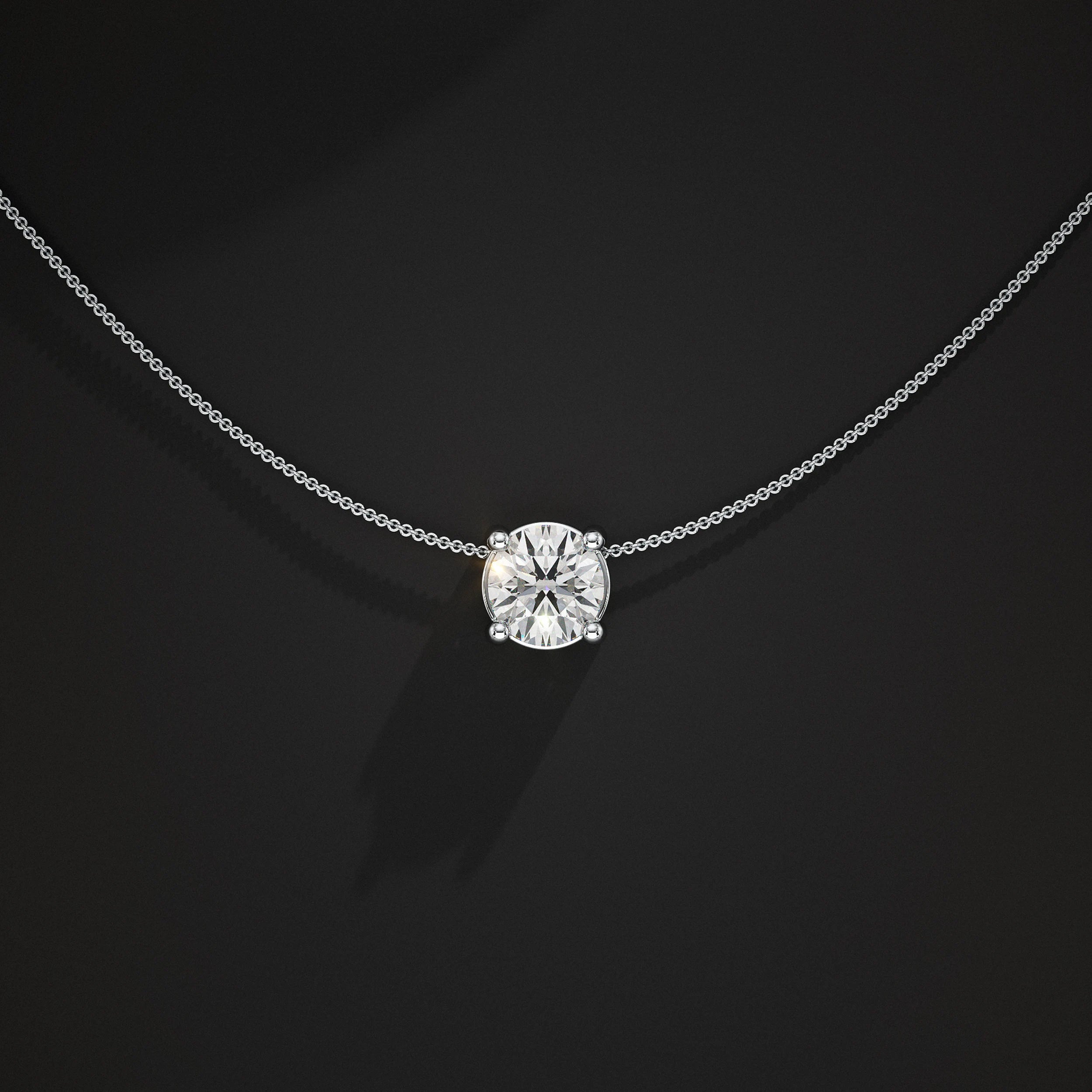Round Lab Diamond Solitaire Pendant Pendant