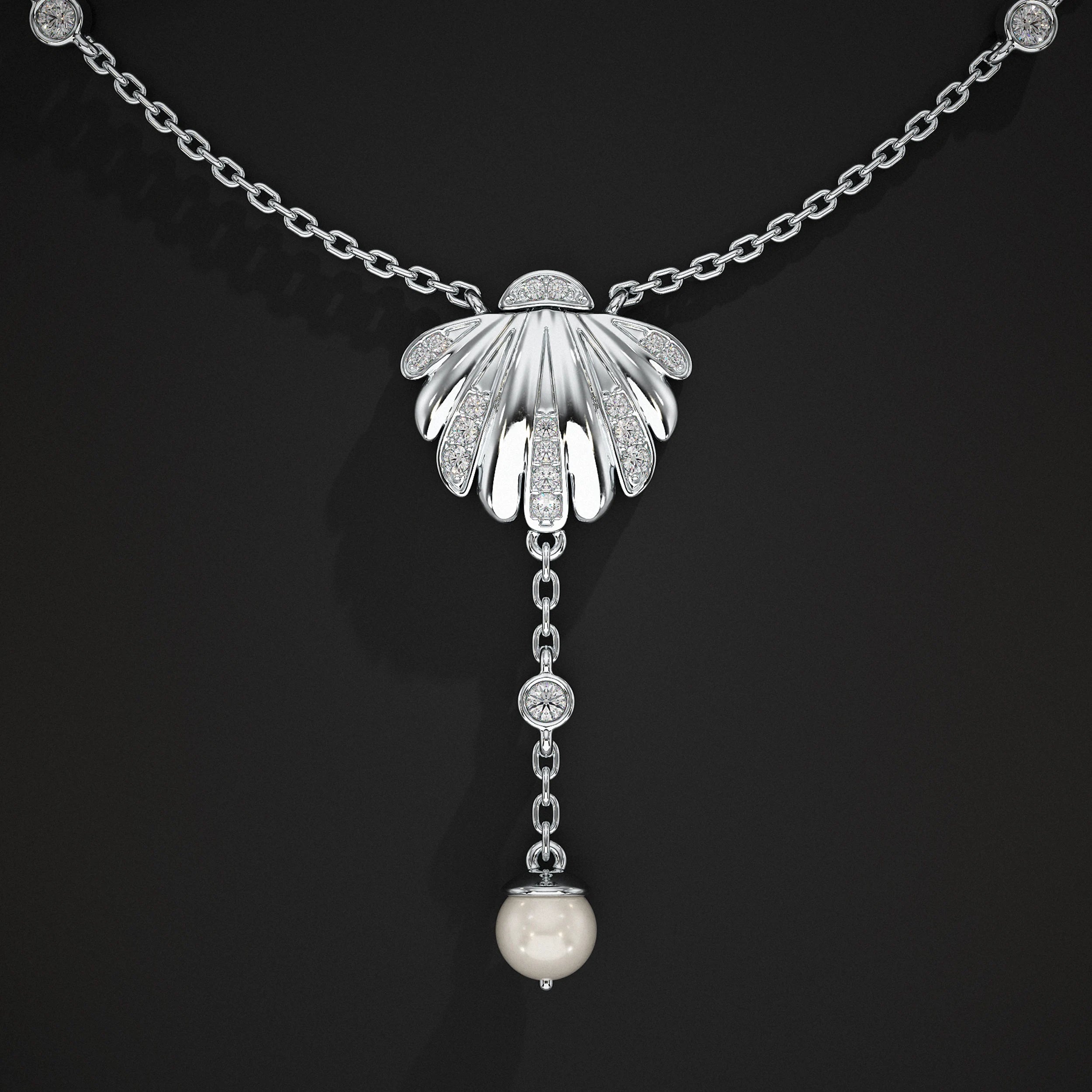 Oyster Pearl Gemstone Necklace Pendant