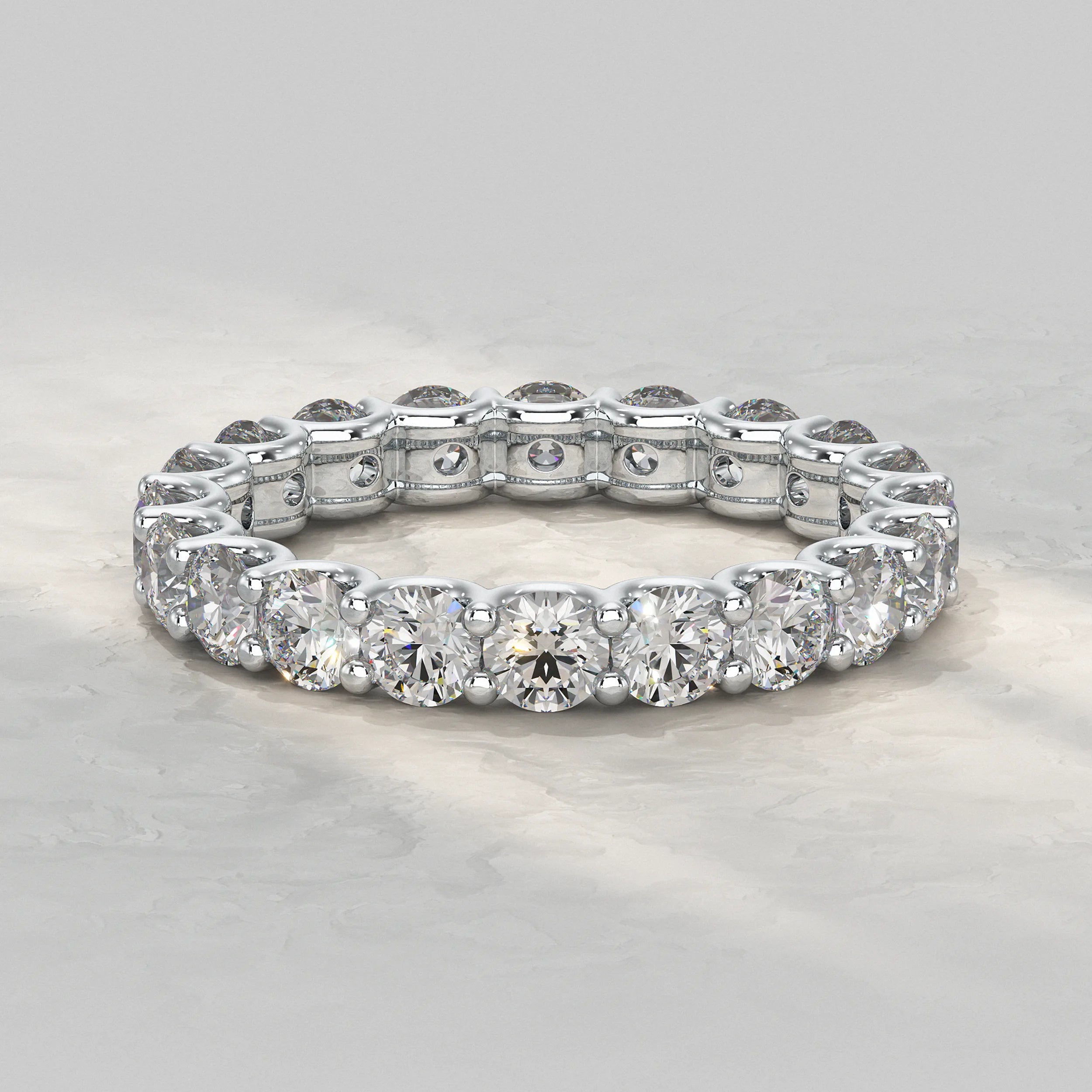 Round Lab Diamond Eternity Wedding Band Rings