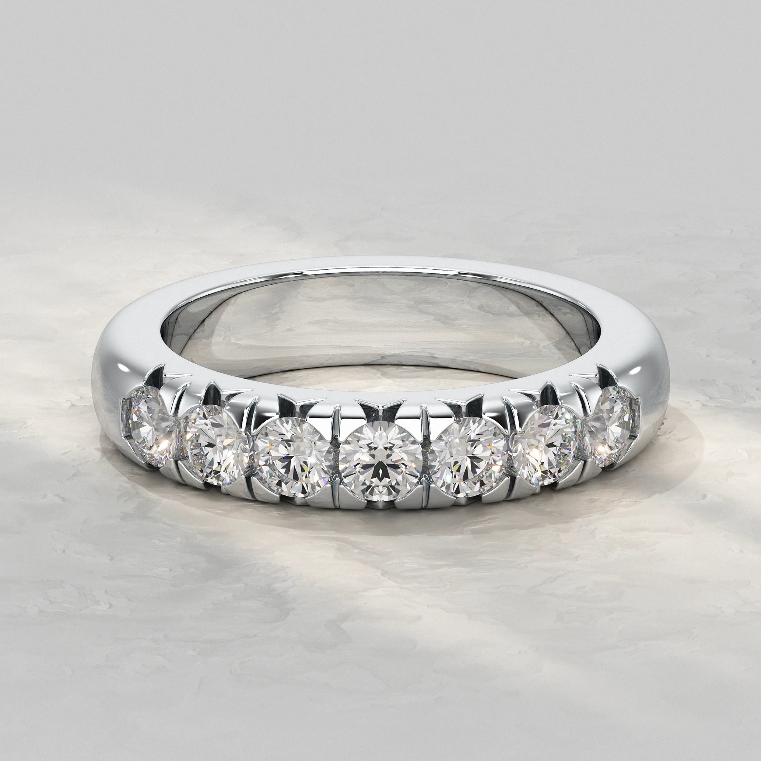 Seven Stone Round Diamond Dainty Band Rings