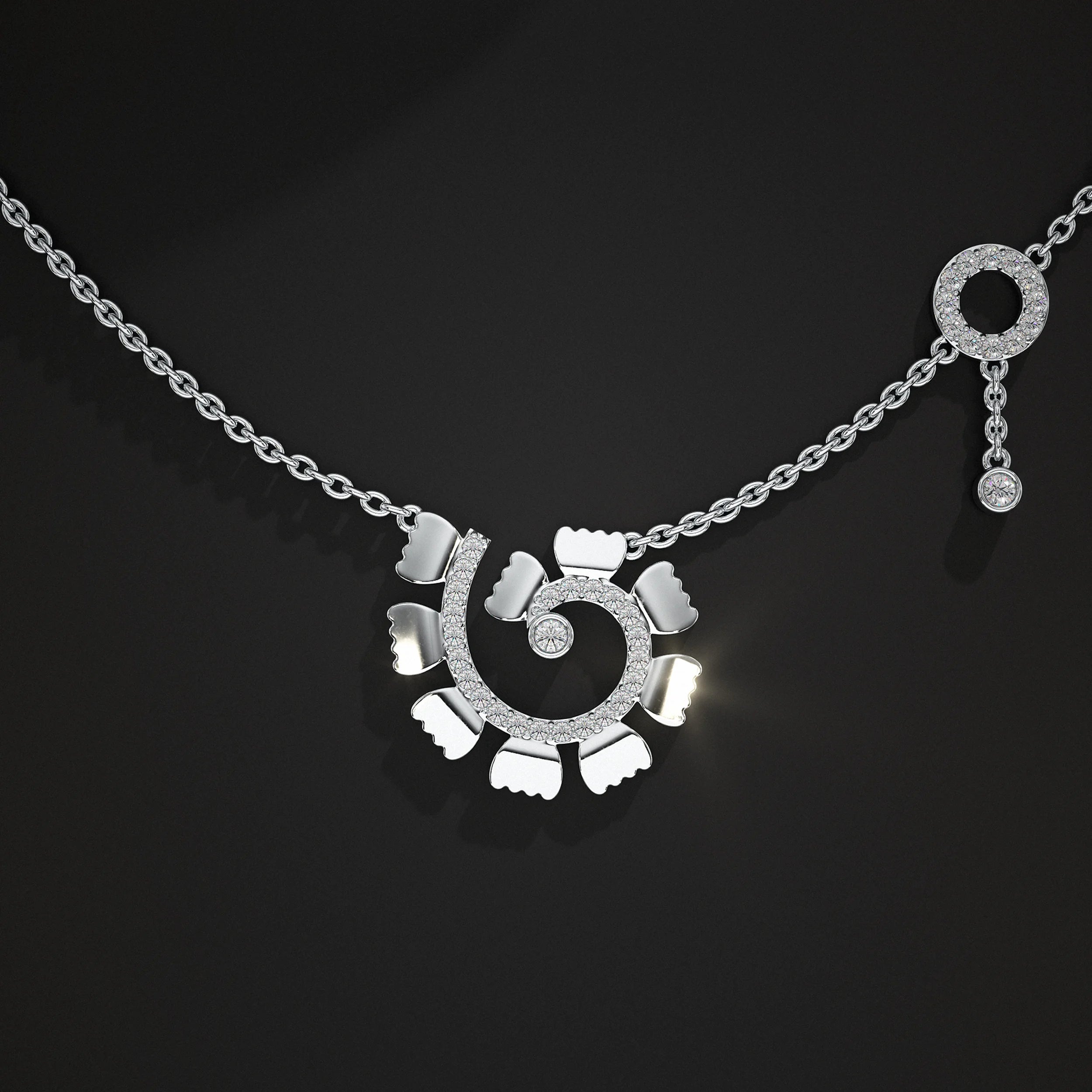 Round Lab Diamond Spiral Pendant Pendant