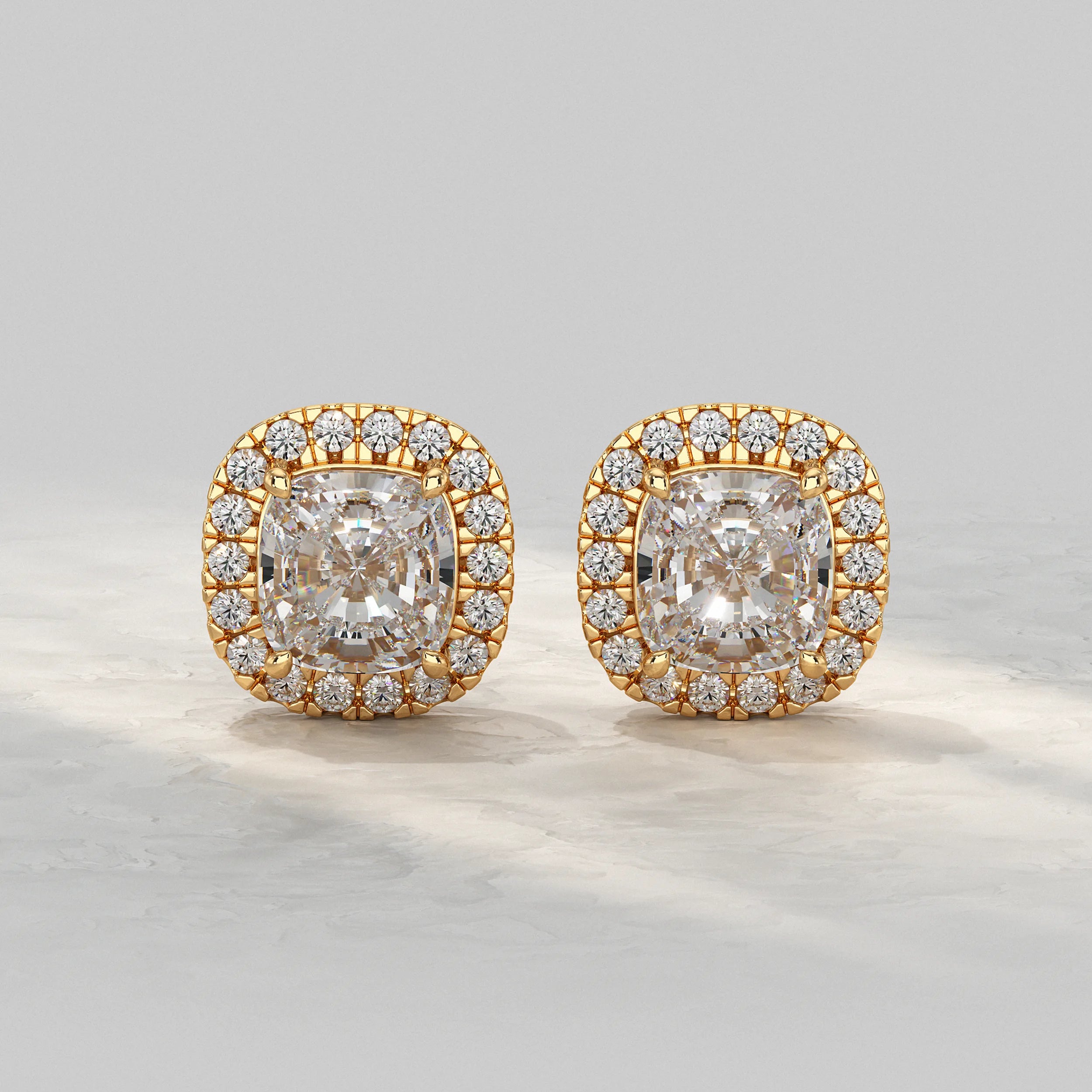 Cushion Lab Diamond Halo Stud Earrings Earrings
