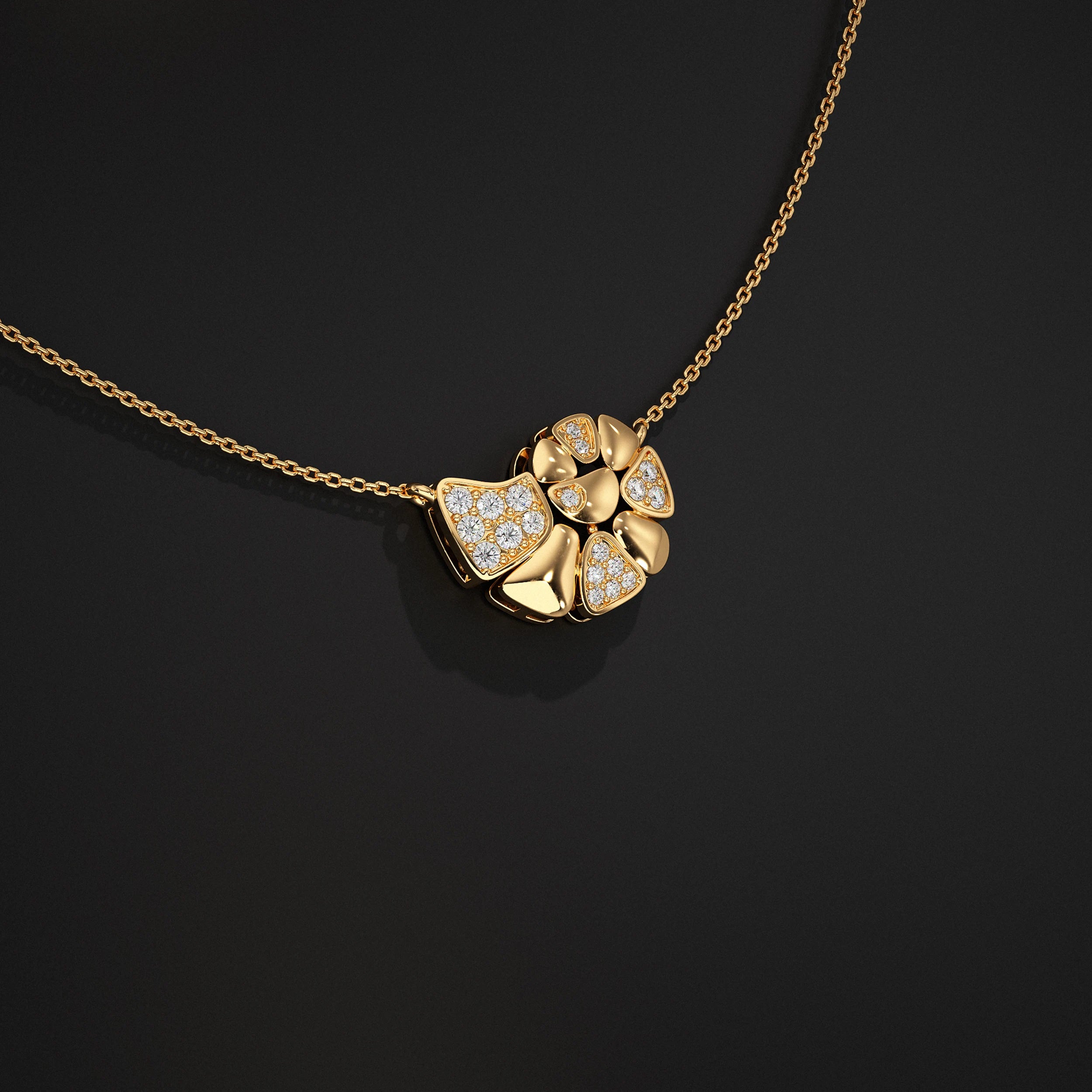 Yellow Gold Cluster Set Lab Diamond Pendant Pendant