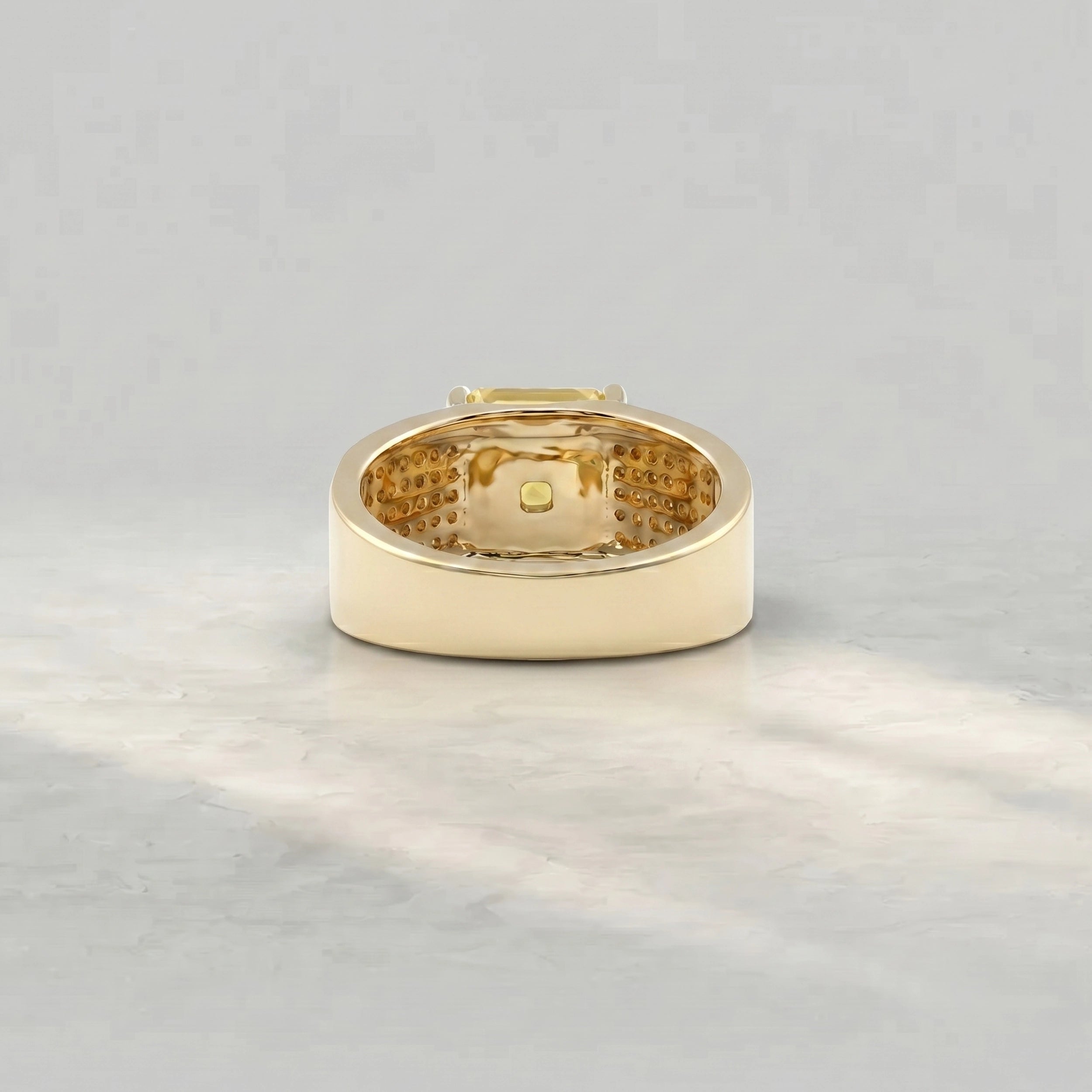 Yellow Gemstone Accent Pave Set Men's Band Band