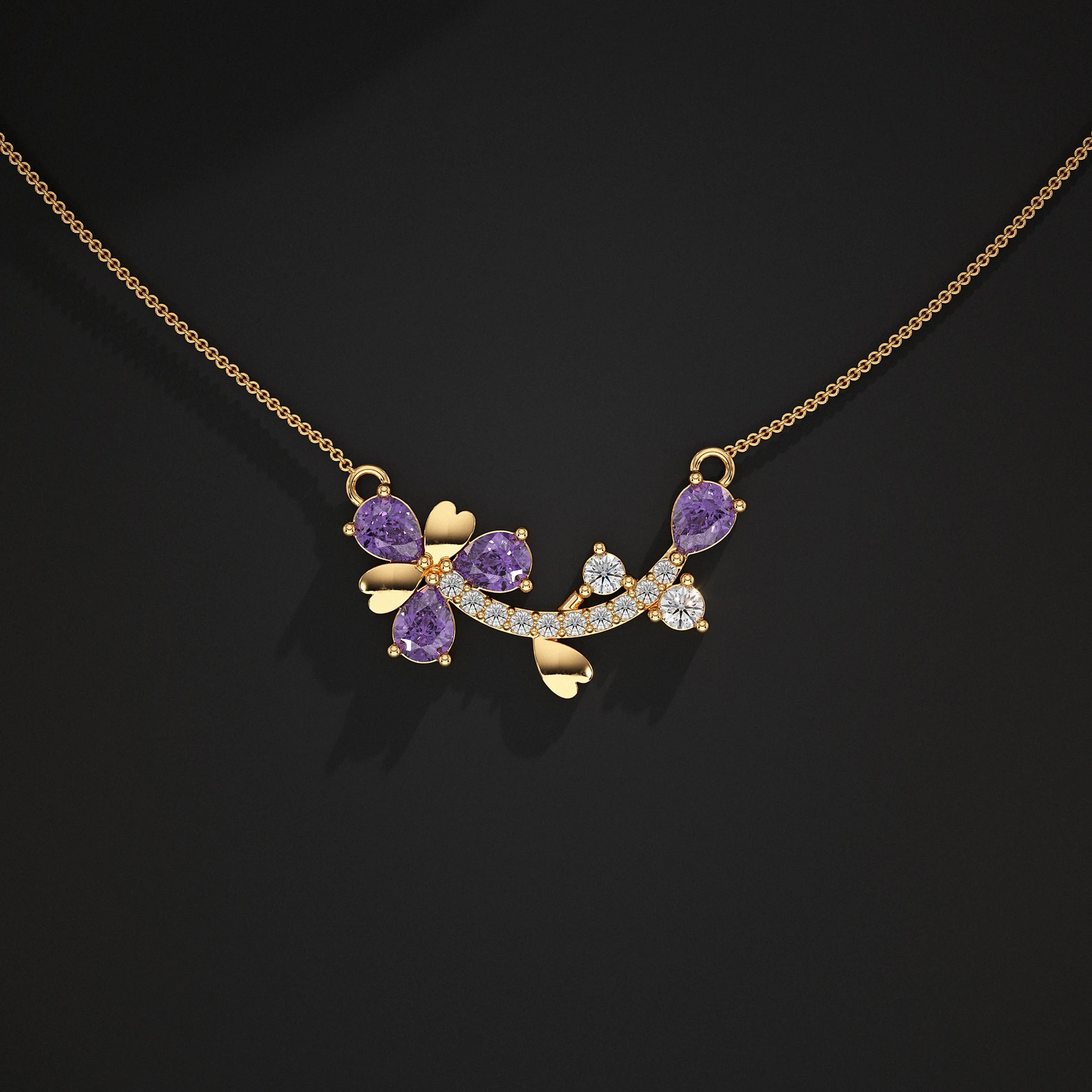 Pear Amethyst And Lab Diamond Pendant Pendant