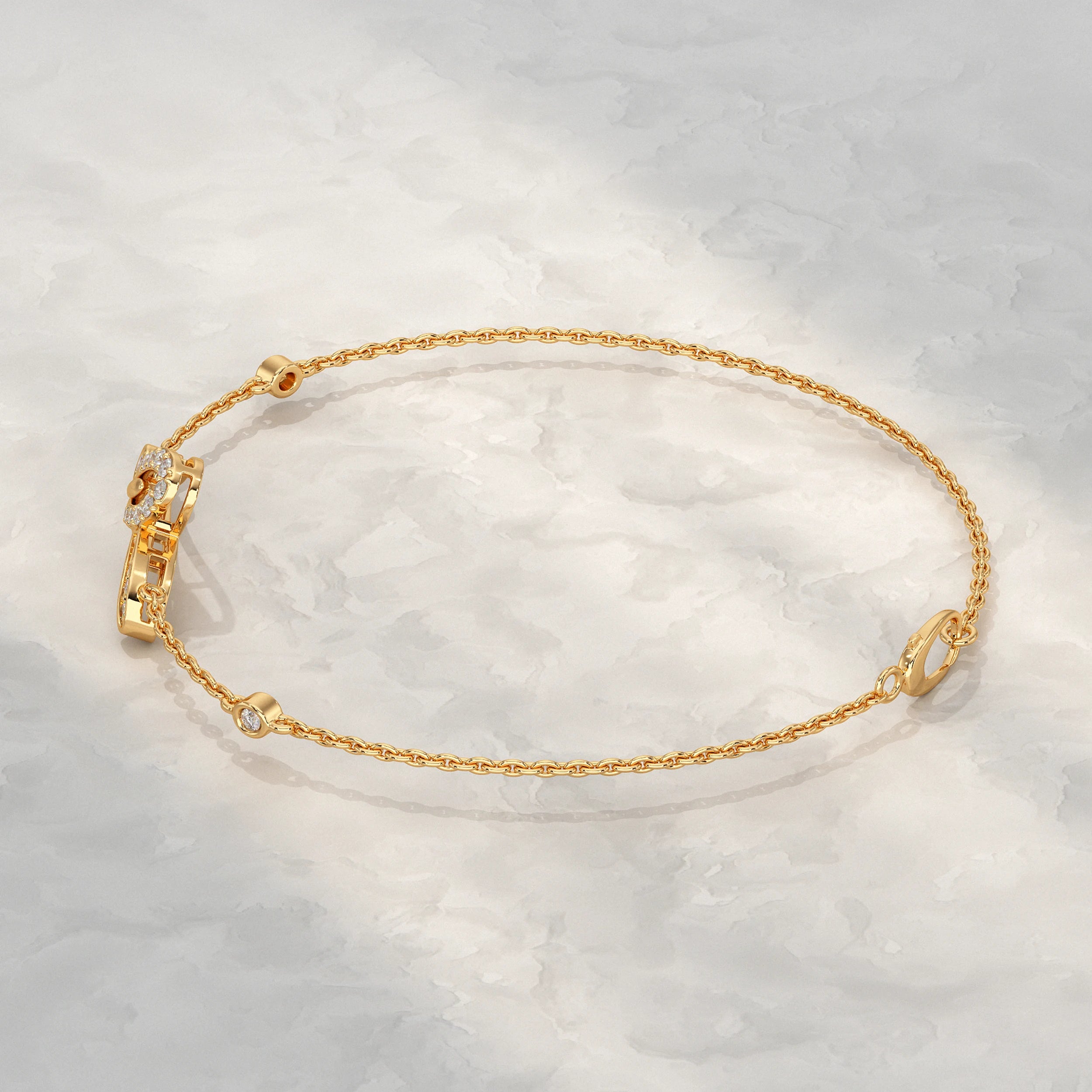 Leaf Style Diamond Chain Bracelet Bracelet