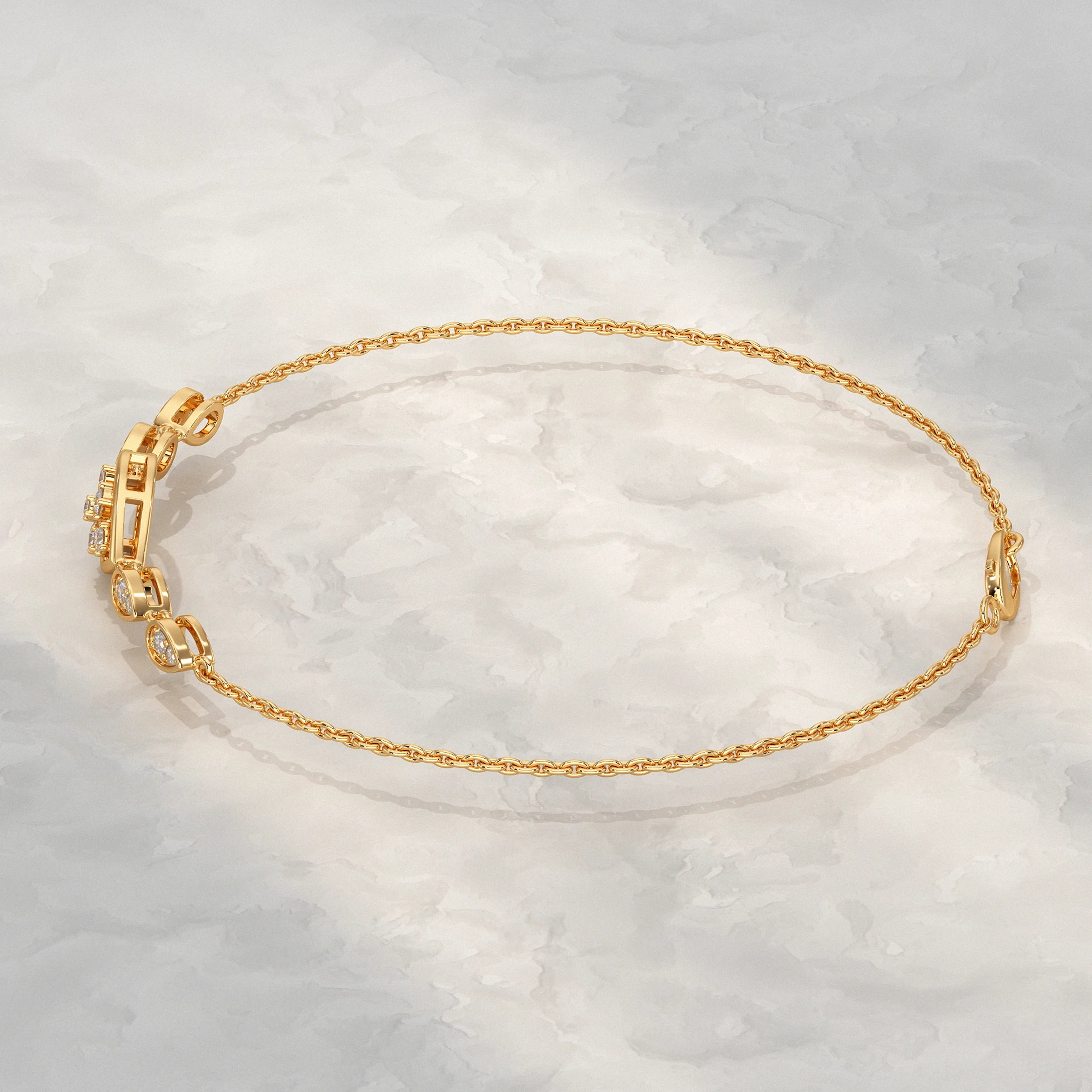 Floral Round Diamond Pear Accent Bracelet Bracelet