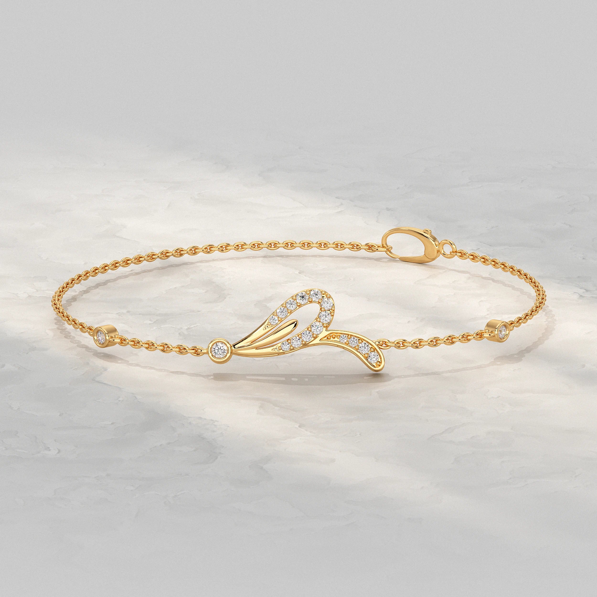 Leaf Style Diamond Chain Bracelet Bracelet