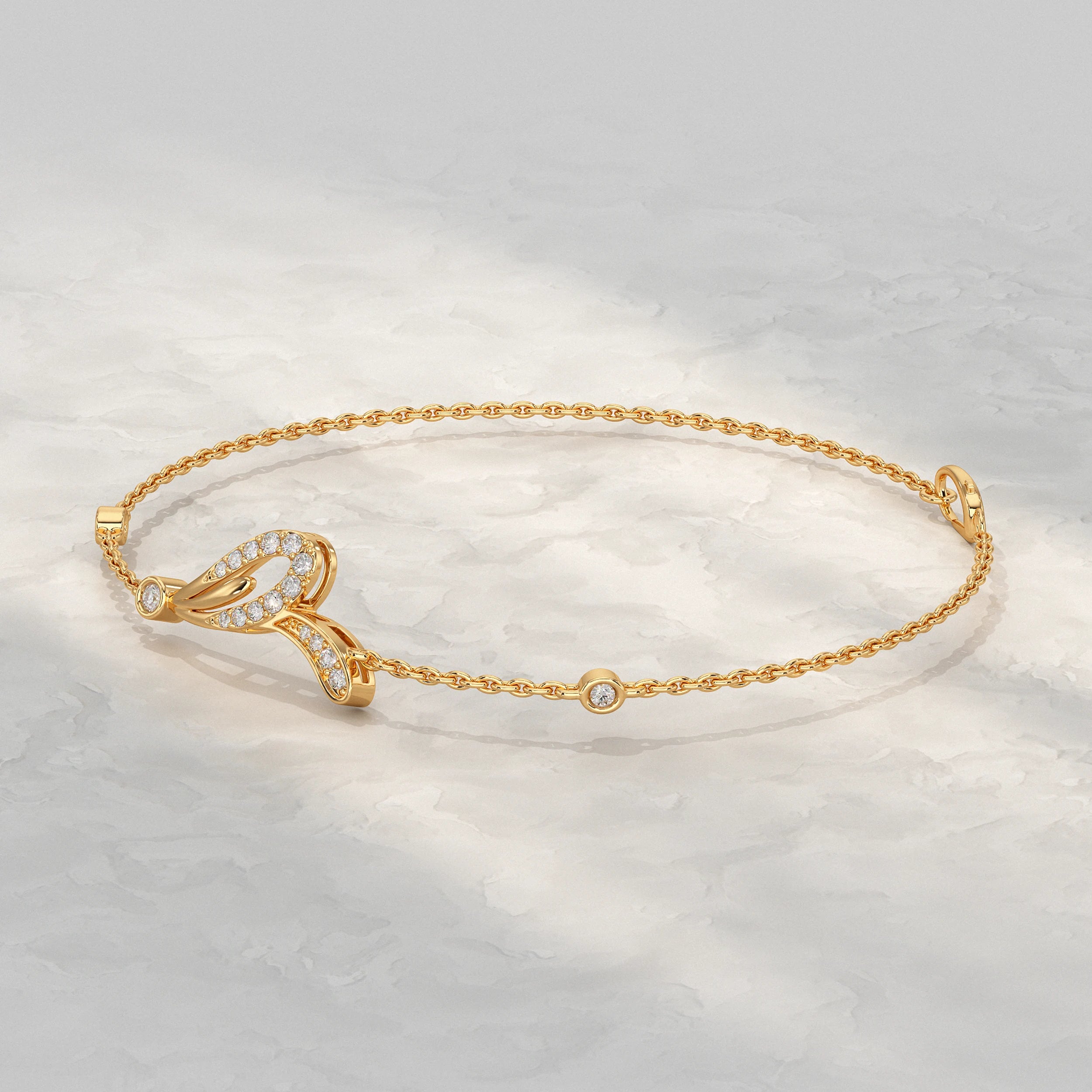 Leaf Style Diamond Chain Bracelet Bracelet