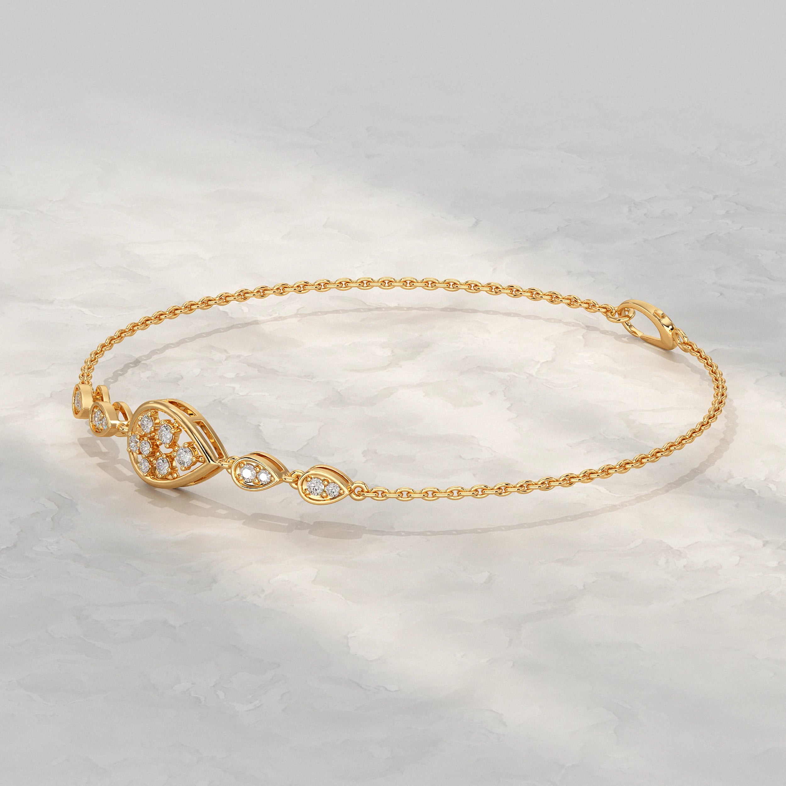 Floral Round Diamond Pear Accent Bracelet Bracelet