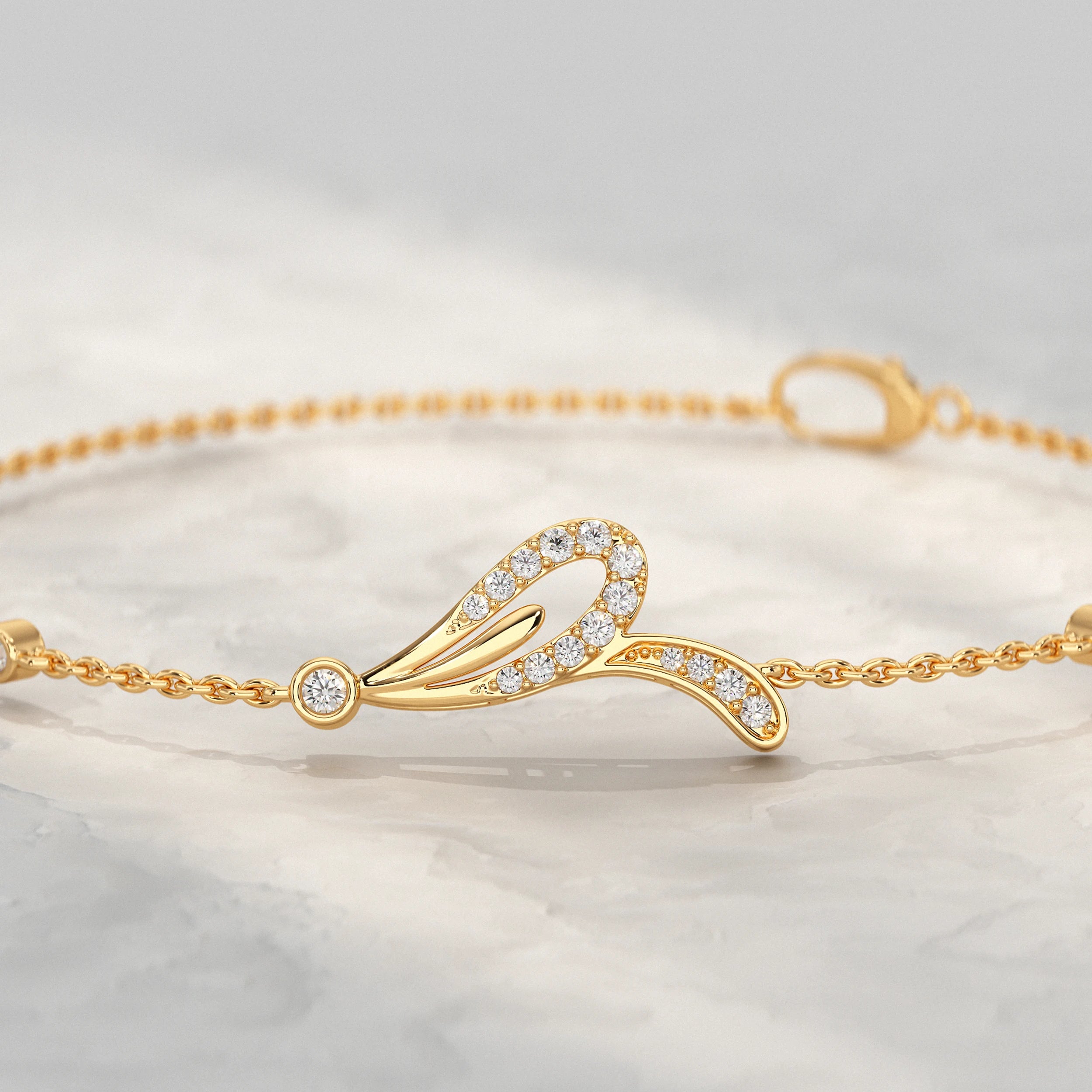 Leaf Style Diamond Chain Bracelet Bracelet