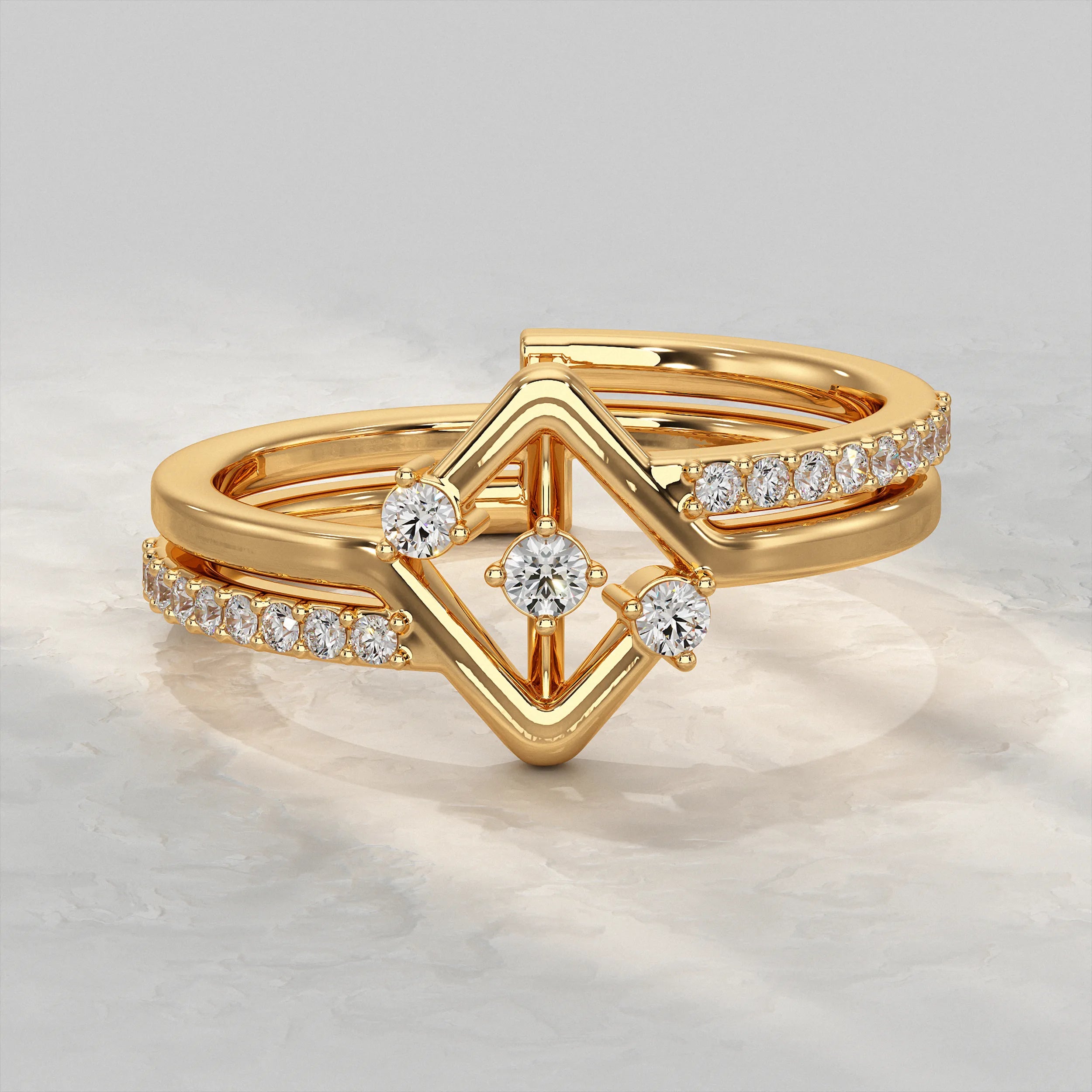 Round Accent Diamond Engagement Ring Rings