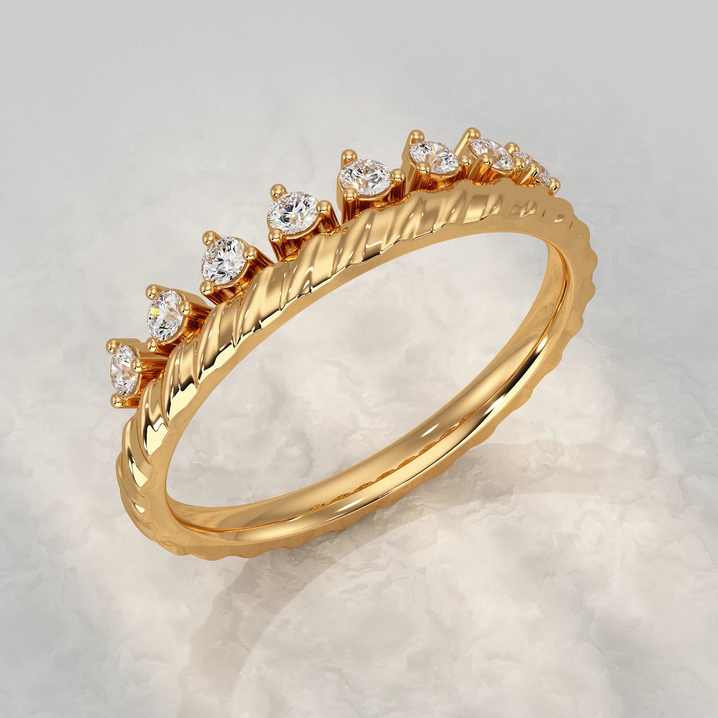 Round Lab Diamond Band with Twisted Design Rings