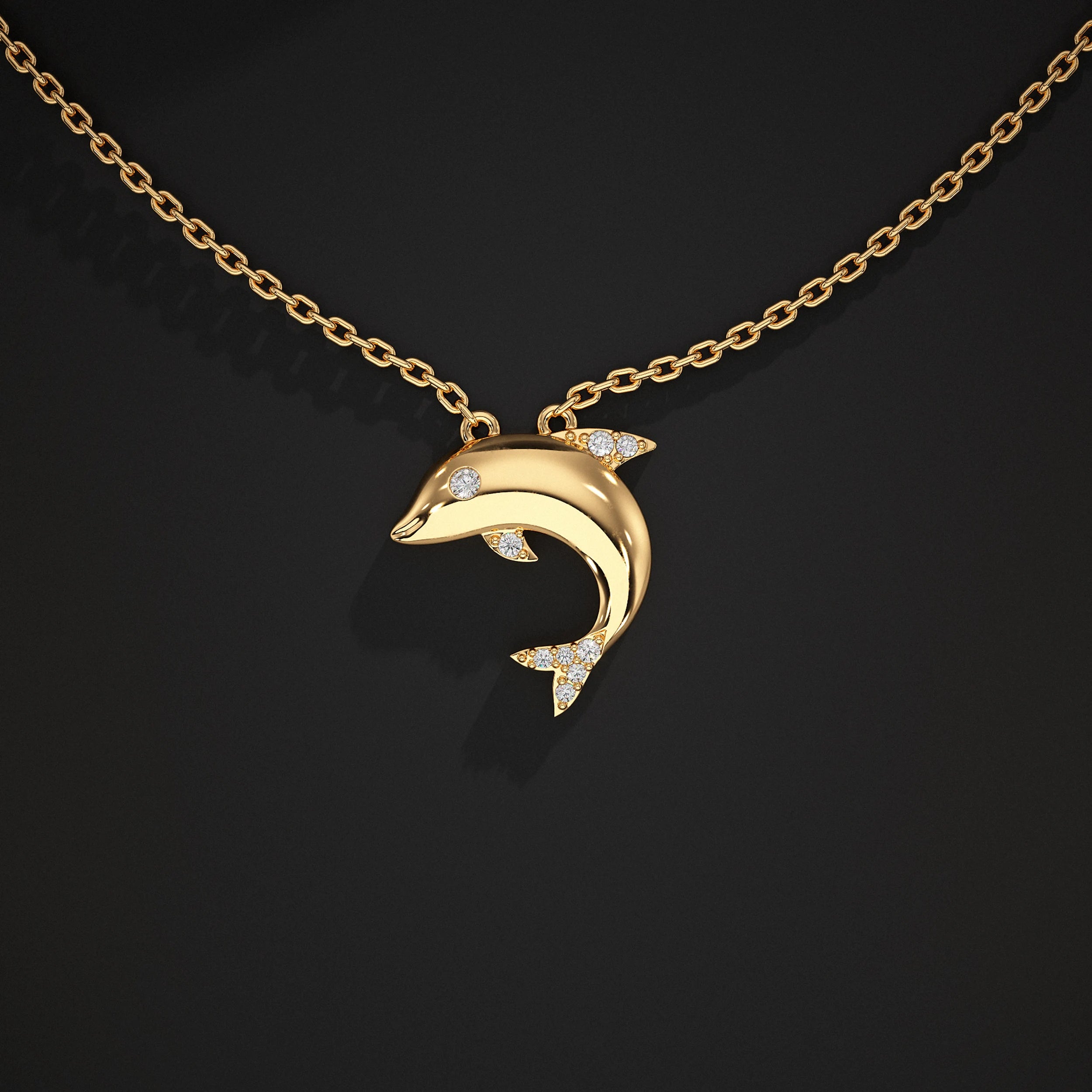 Yellow Gold Dolphin Pendant Pendant