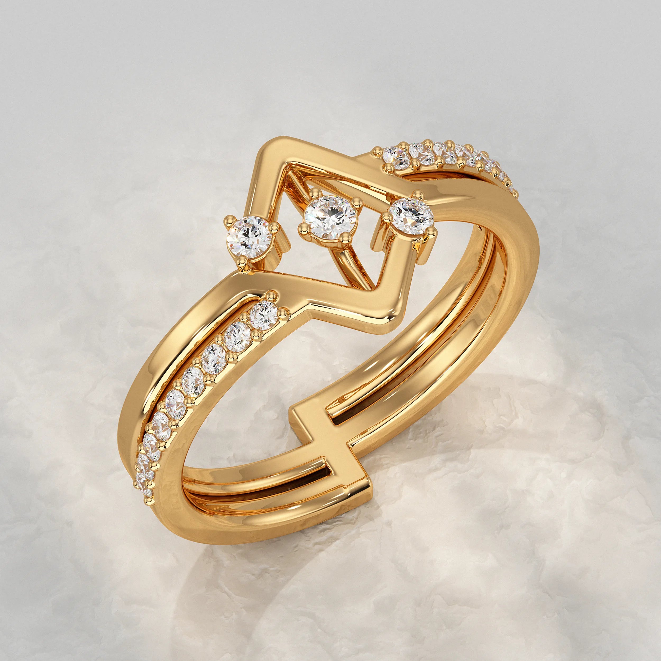 Round Accent Diamond Engagement Ring Rings