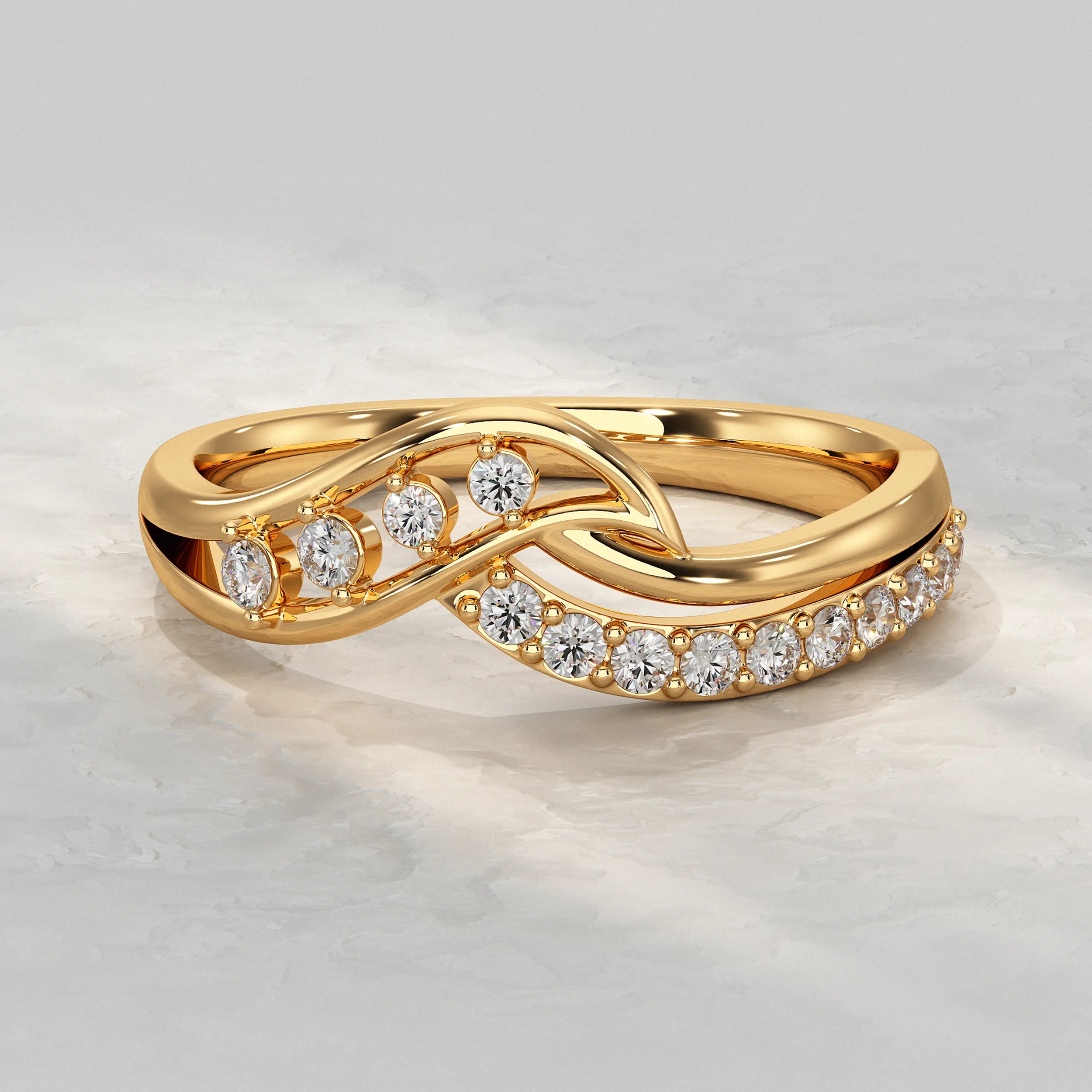 Crossover Round Cut Diamond Cluster Ring Rings